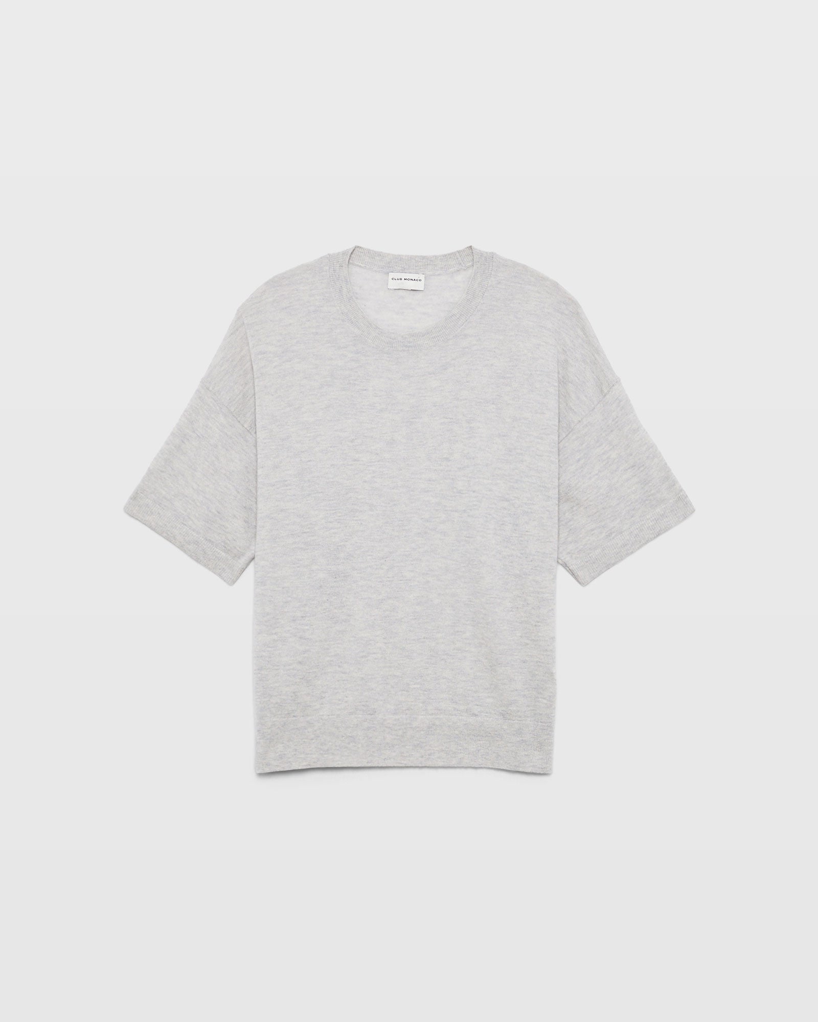 CLUB MONACO - Chandail en cachemire manche courte - Gris Chiné Clair