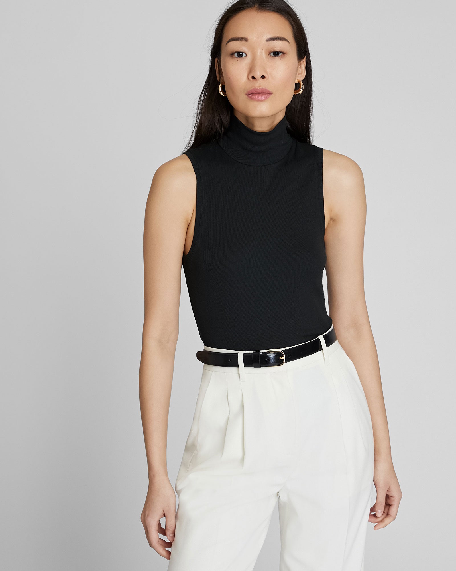 CLUB MONACO - Sleeveless Bowee Turtleneck - Black