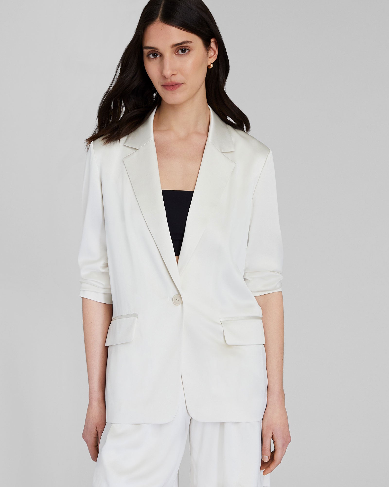 CLUB MONACO - Silk Charmeuse Relaxed Blazer - Off White