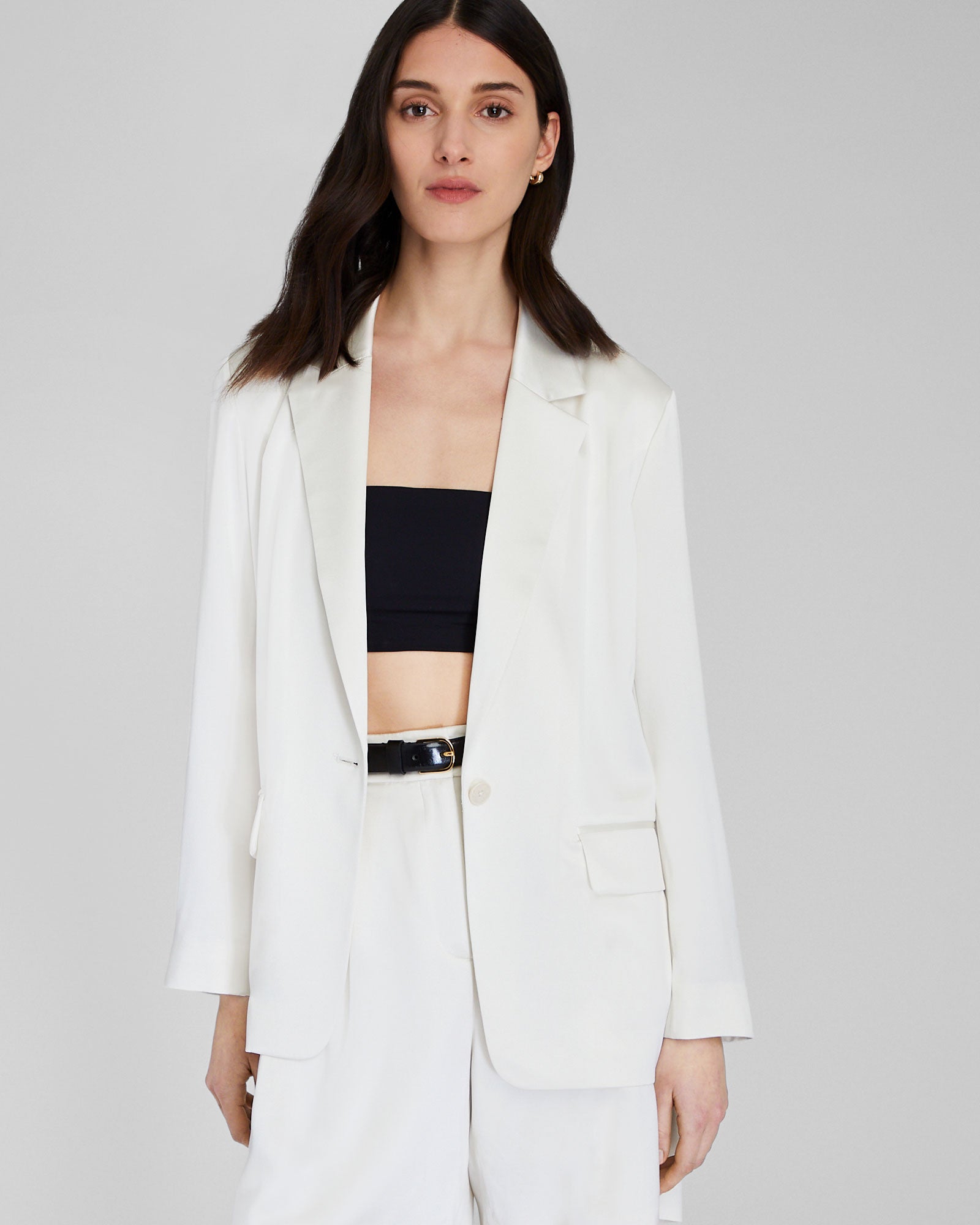 CLUB MONACO - Silk Charmeuse Relaxed Blazer - Off White