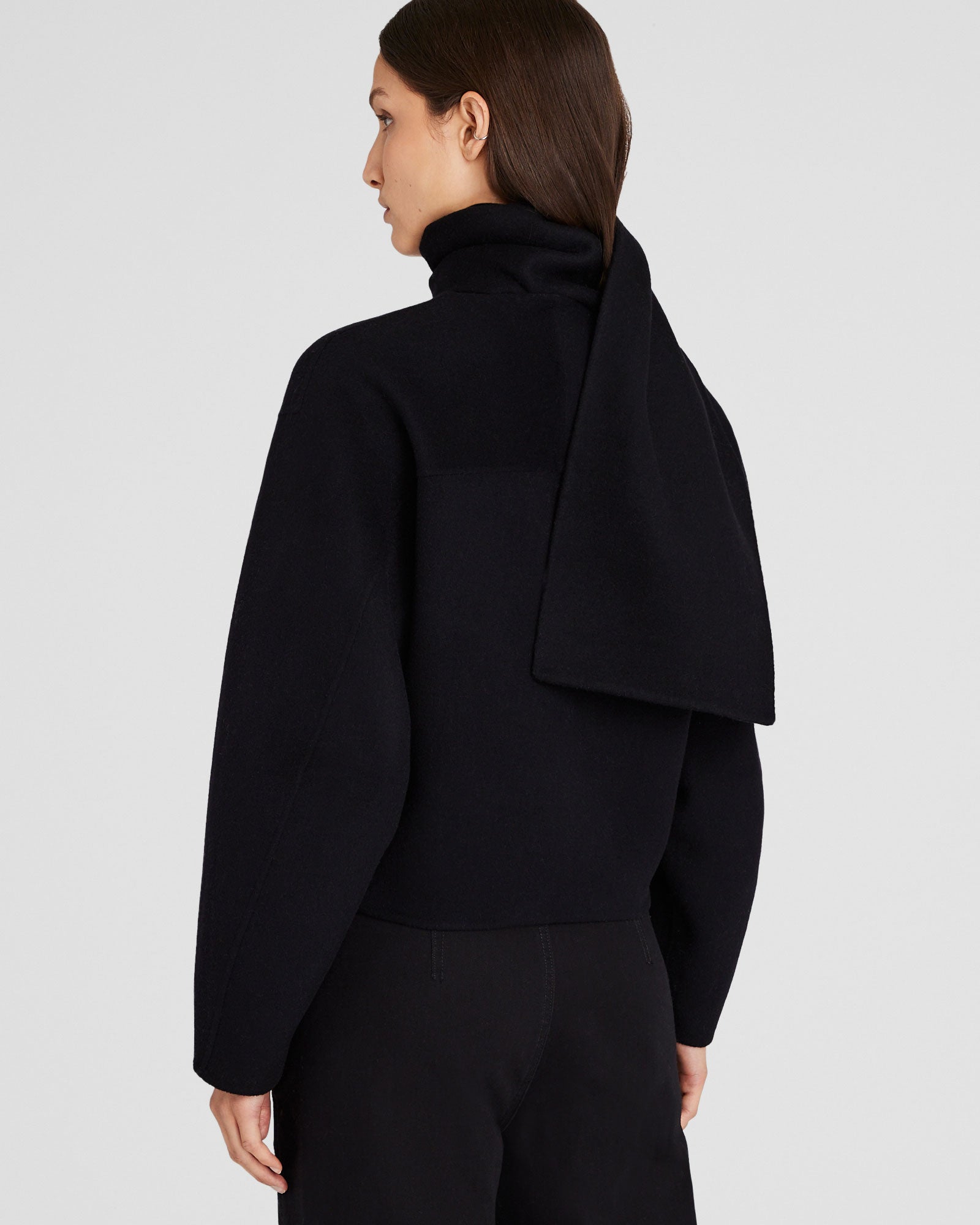 CLUB MONACO - Double-Faced Cropped Scarf Jacket - Black