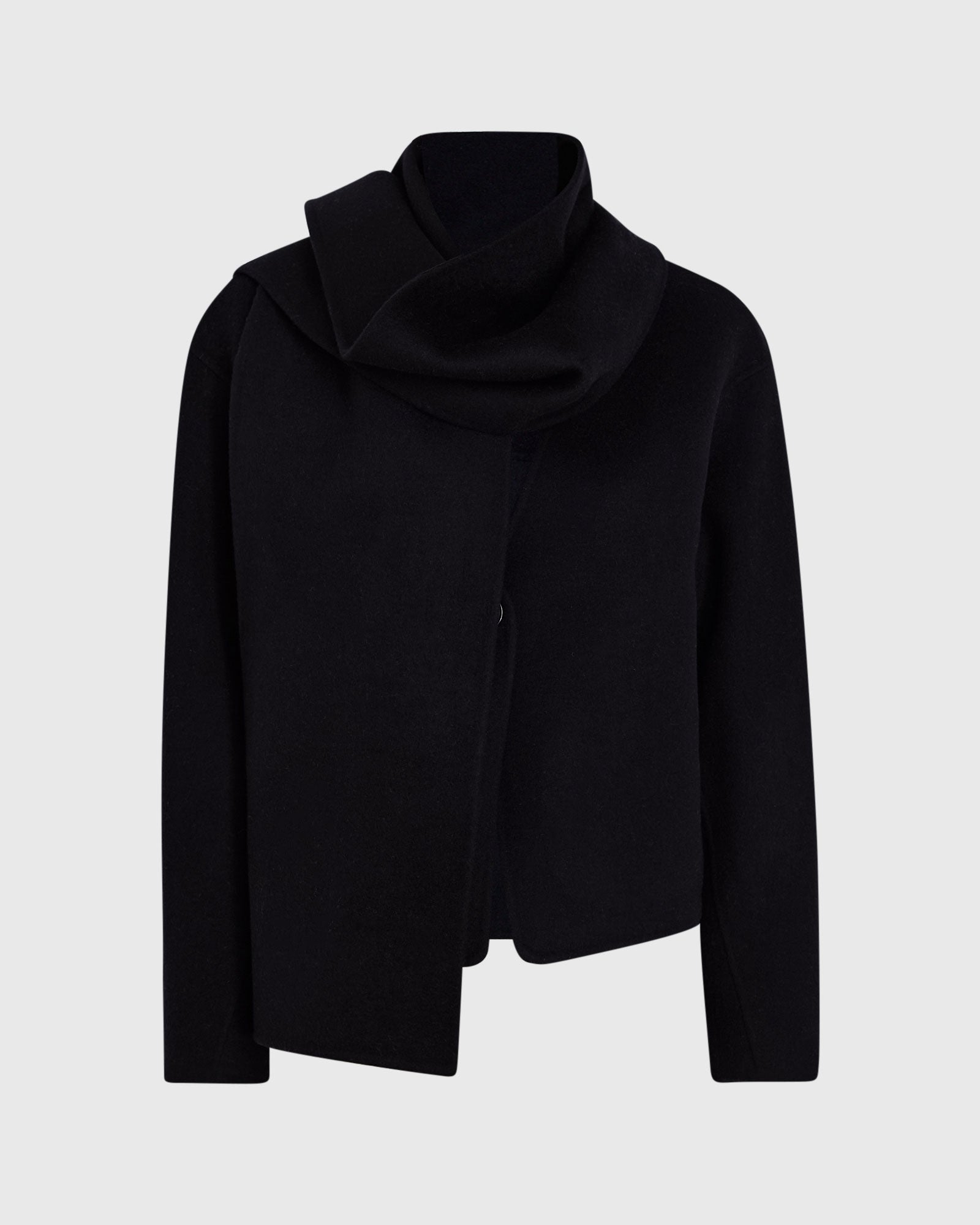 CLUB MONACO - Double-Faced Cropped Scarf Jacket - Black