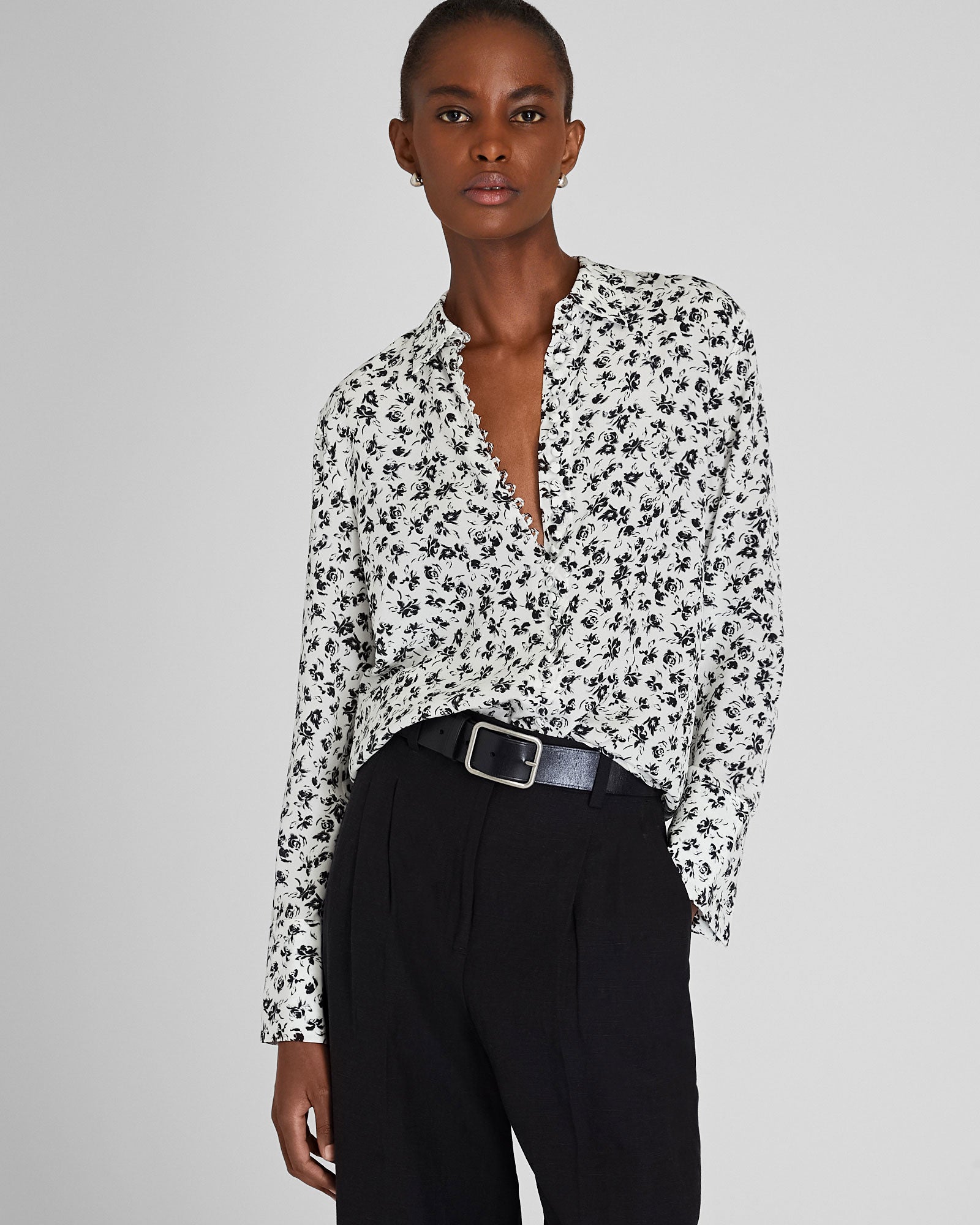 CLUB MONACO - Printed Helek Silk Shirt - White-Black