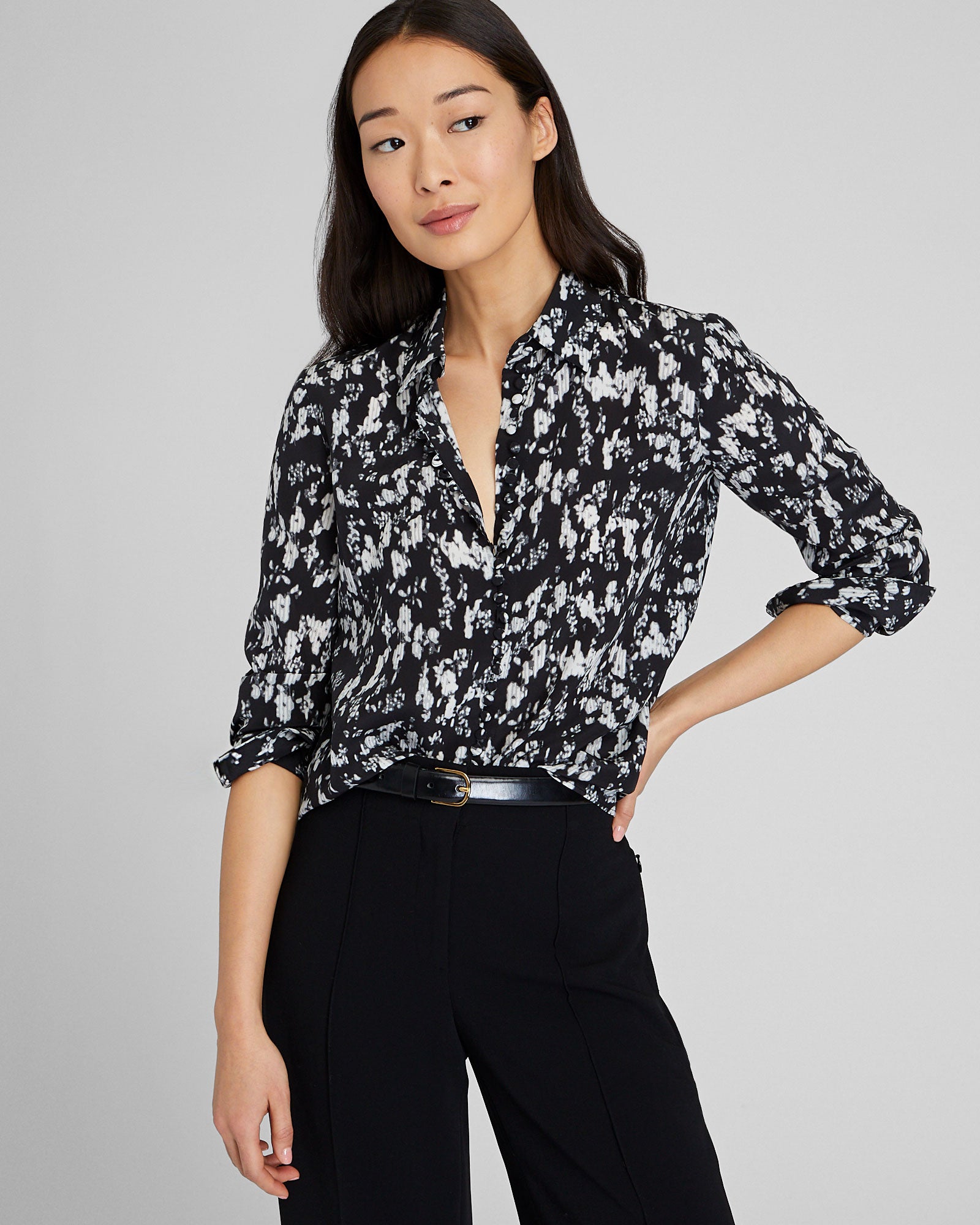 CLUB MONACO - Printed Helek Silk Shirt - White-Black
