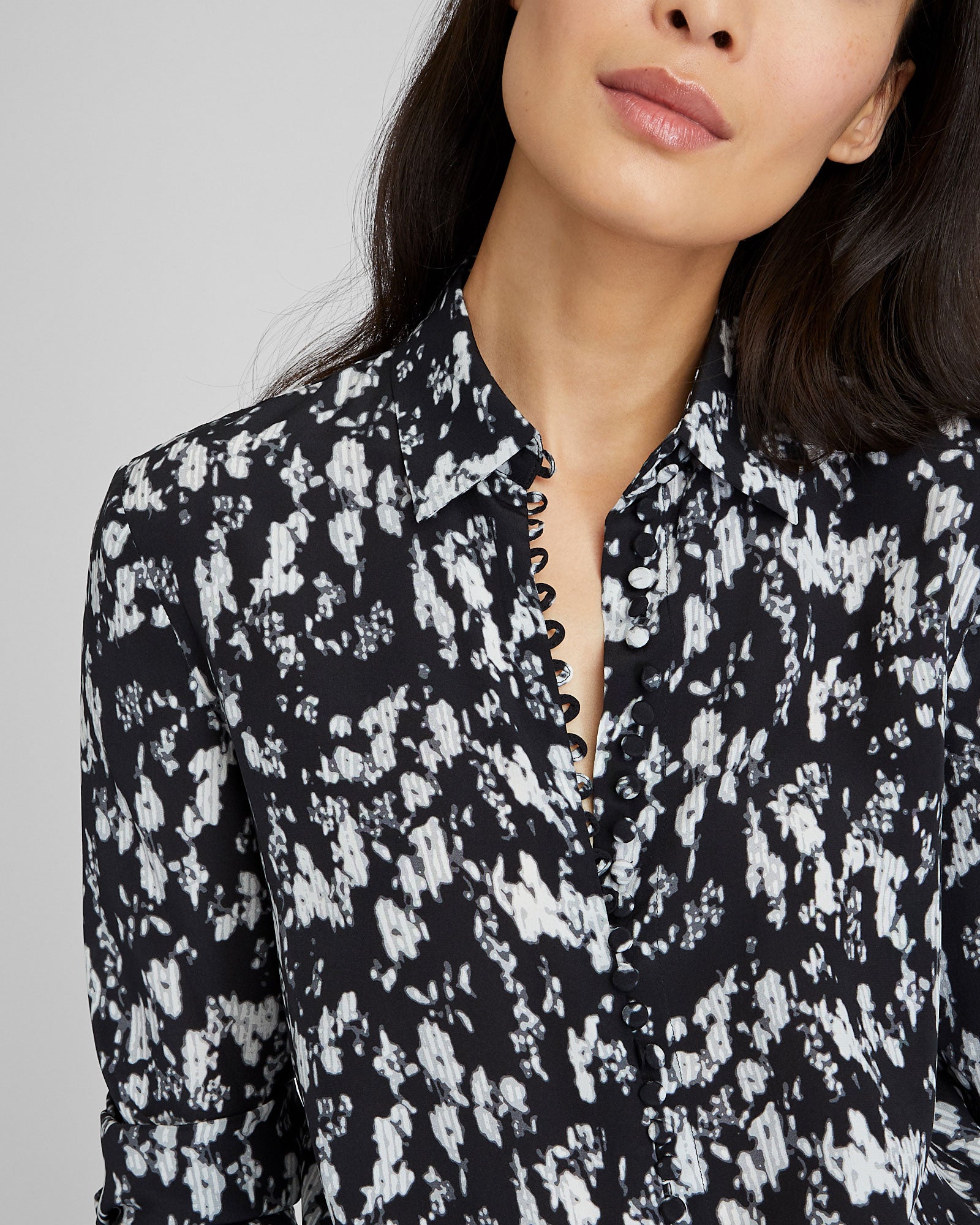 CLUB MONACO - Printed Helek Silk Shirt - White-Black