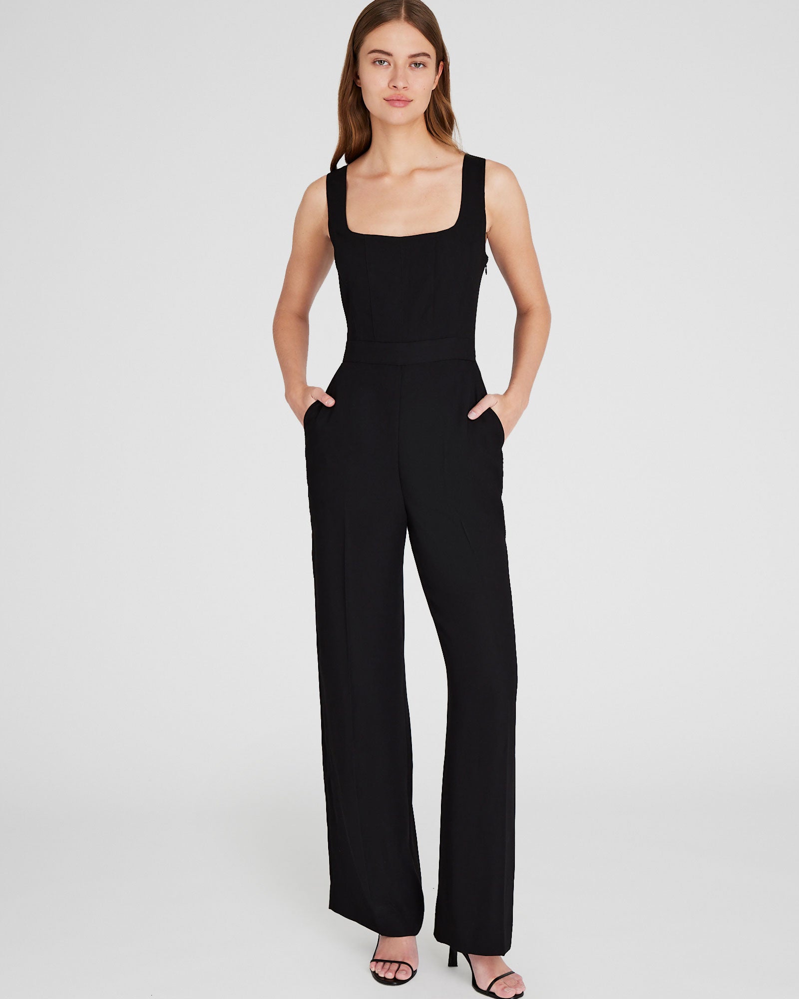 CLUB MONACO - Crepe Square-Neck Jumpsuit - Black