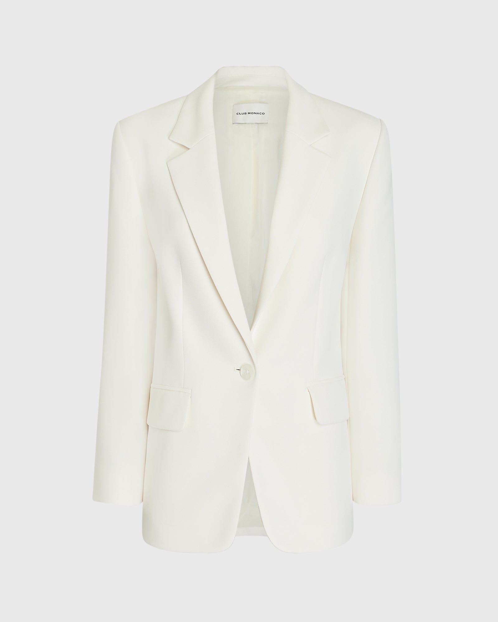 CLUB MONACO - Blazer décontracté en crêpe à boutonnage simple - Blanc Cassé