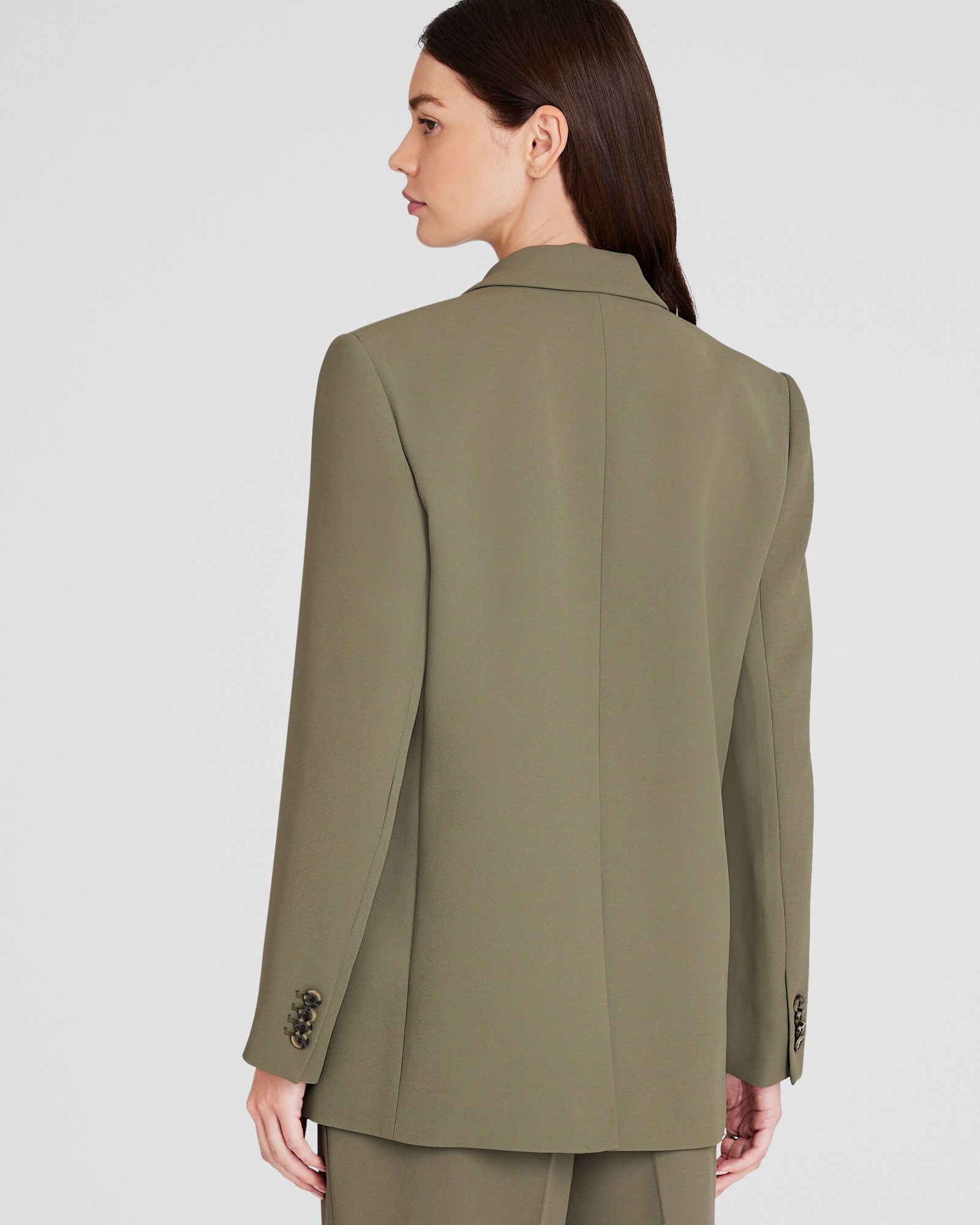 CLUB MONACO - Blazer décontracté en crêpe à boutonnage simple - Noyau d'Olive
