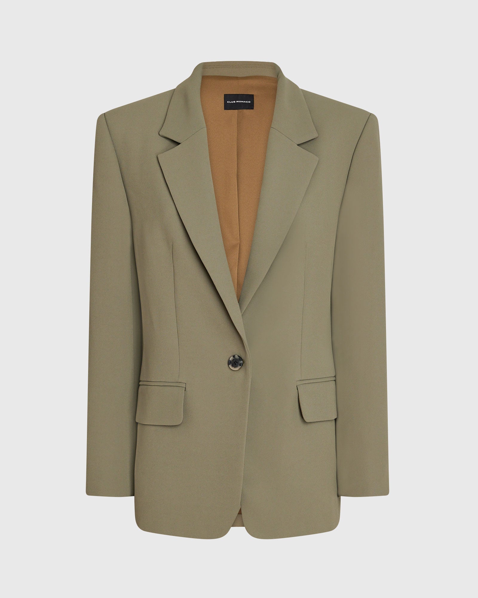 CLUB MONACO - Blazer décontracté en crêpe à boutonnage simple - Noyau d'Olive