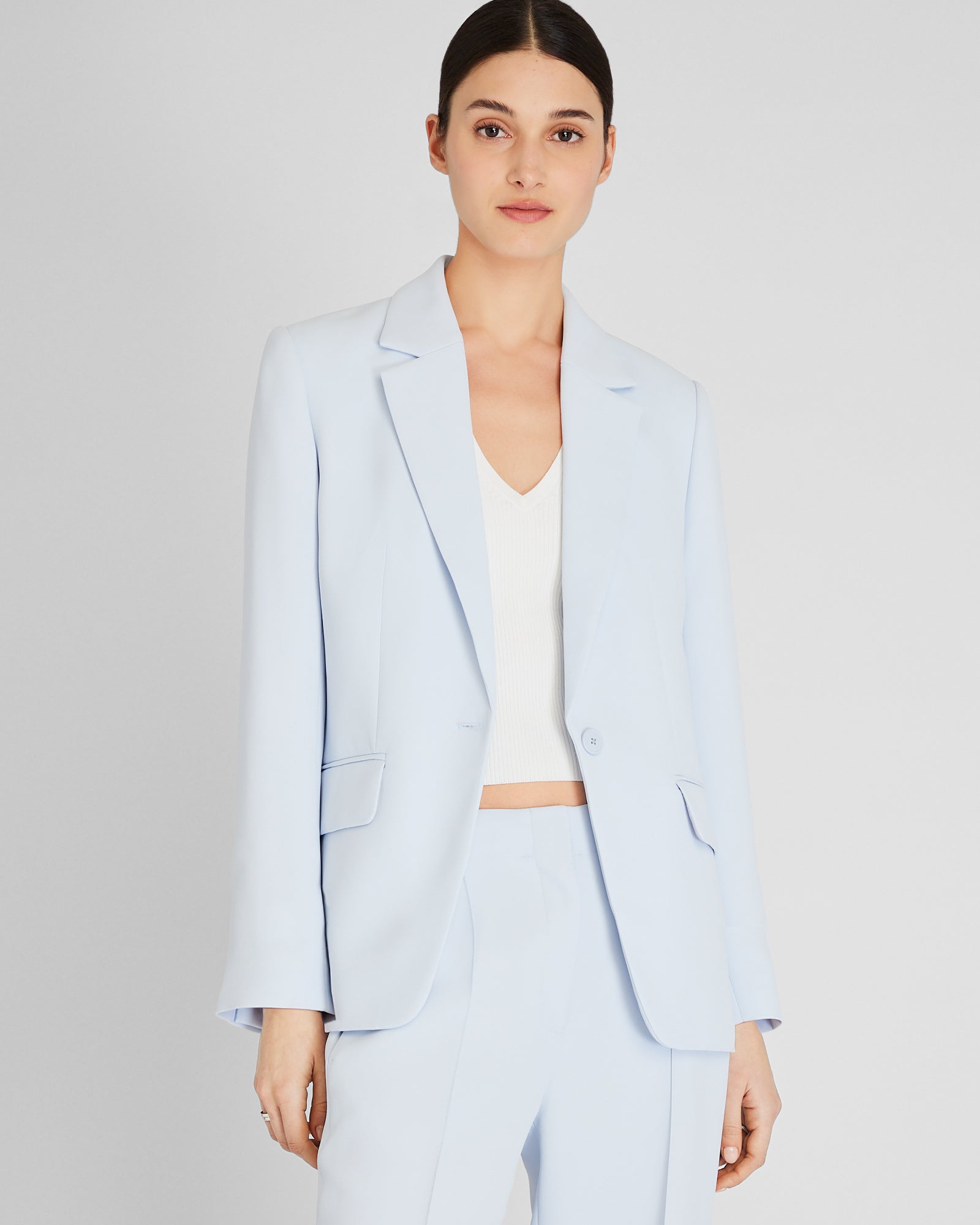 CLUB MONACO - Relaxed Single-Breasted Crepe Blazer - Sky Light