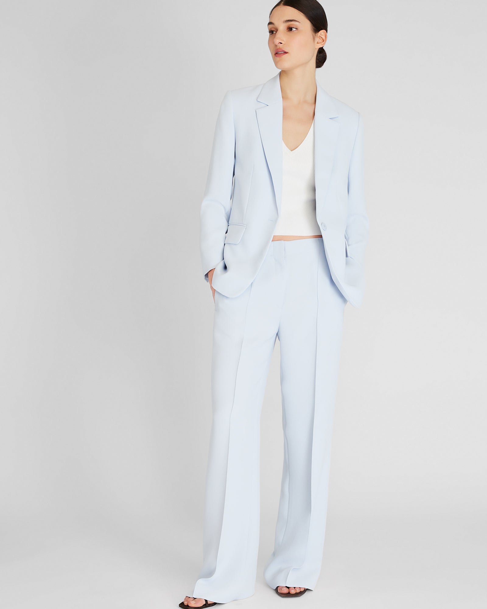 CLUB MONACO - Relaxed Single-Breasted Crepe Blazer - Sky Light