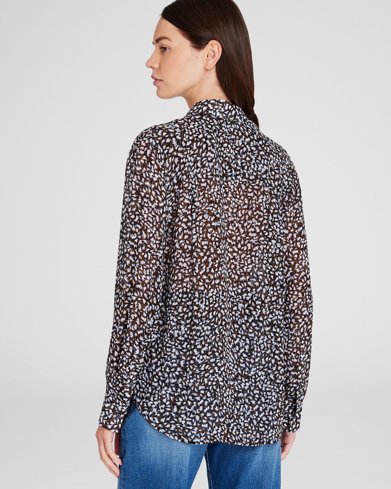 CLUB MONACO - Sheer Leopard Print Shirt - Brown Mix