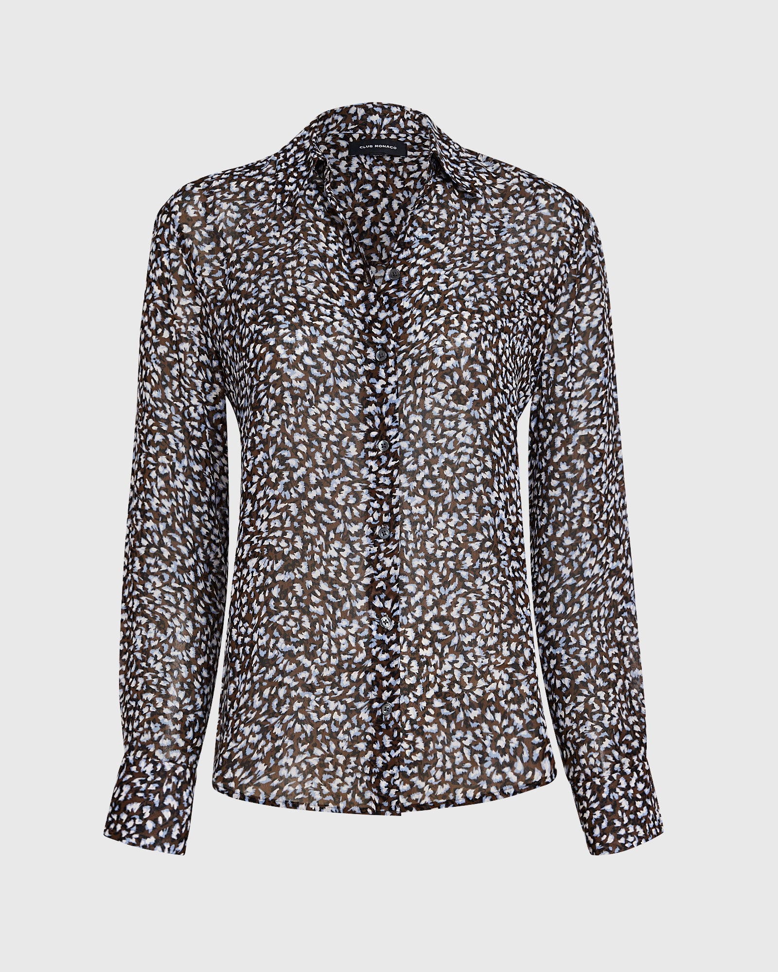 CLUB MONACO - Sheer Leopard Print Shirt - Brown Mix