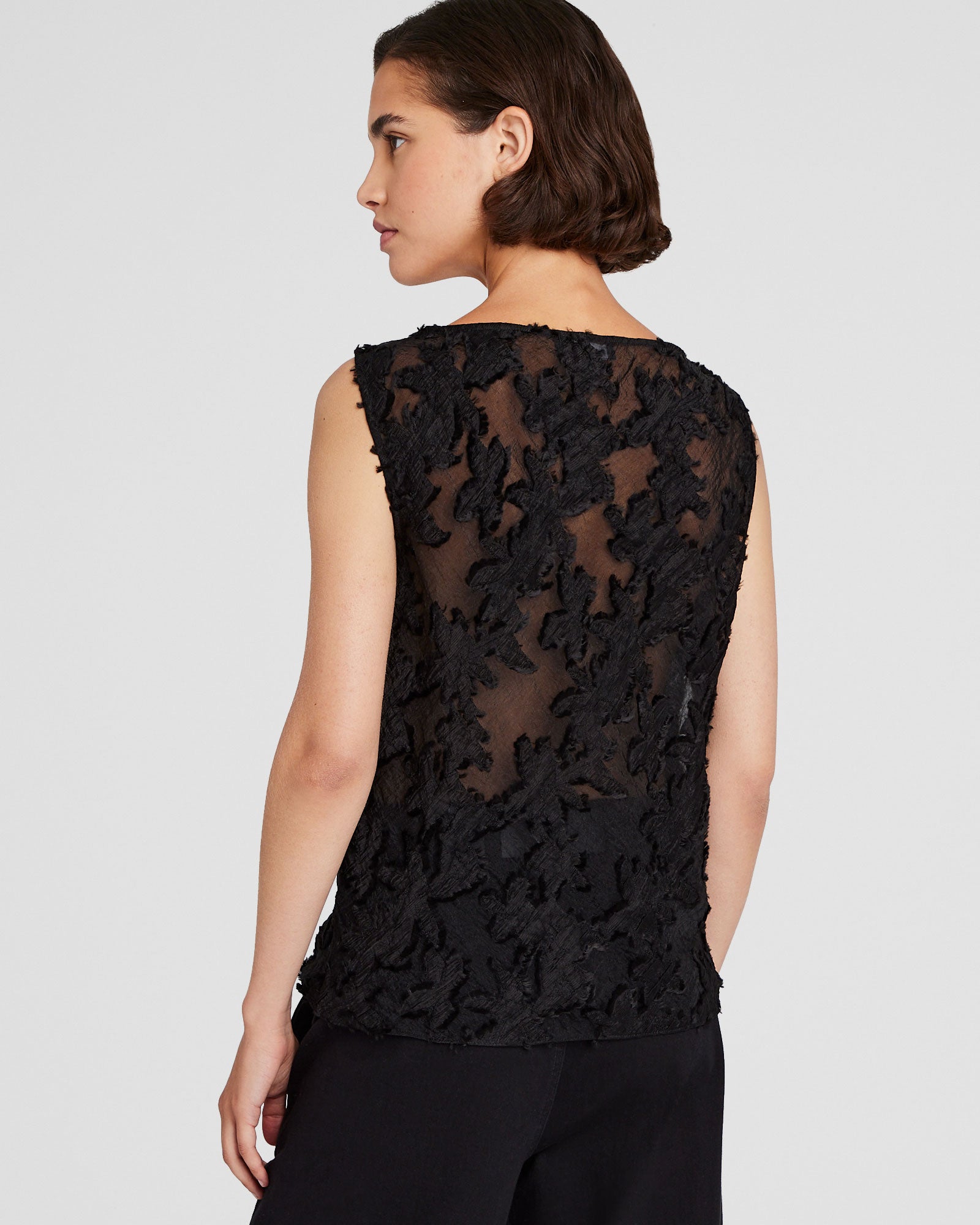 CLUB MONACO - Sheer Jacquard Shell Top - Black