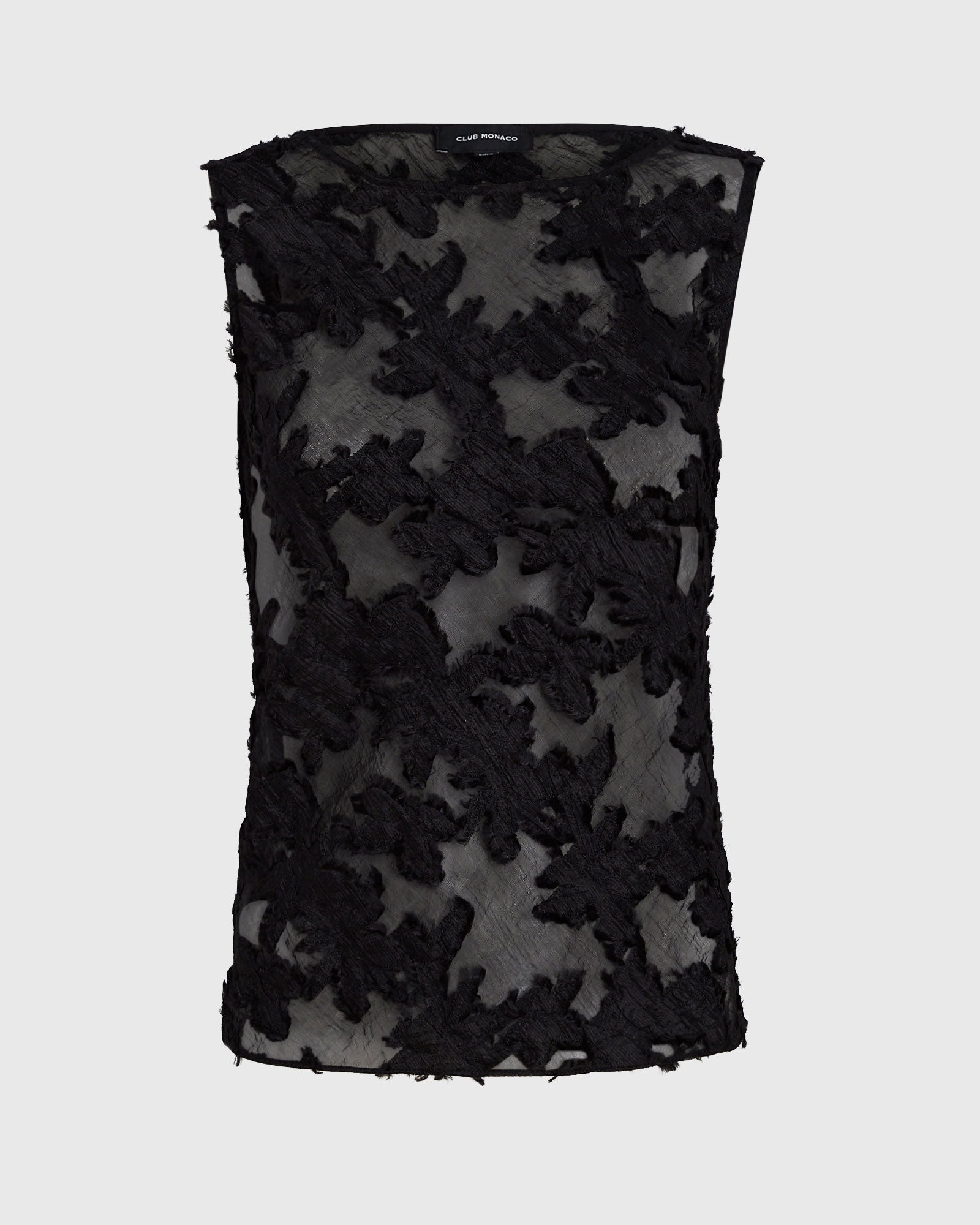 CLUB MONACO - Sheer Jacquard Shell Top - Black