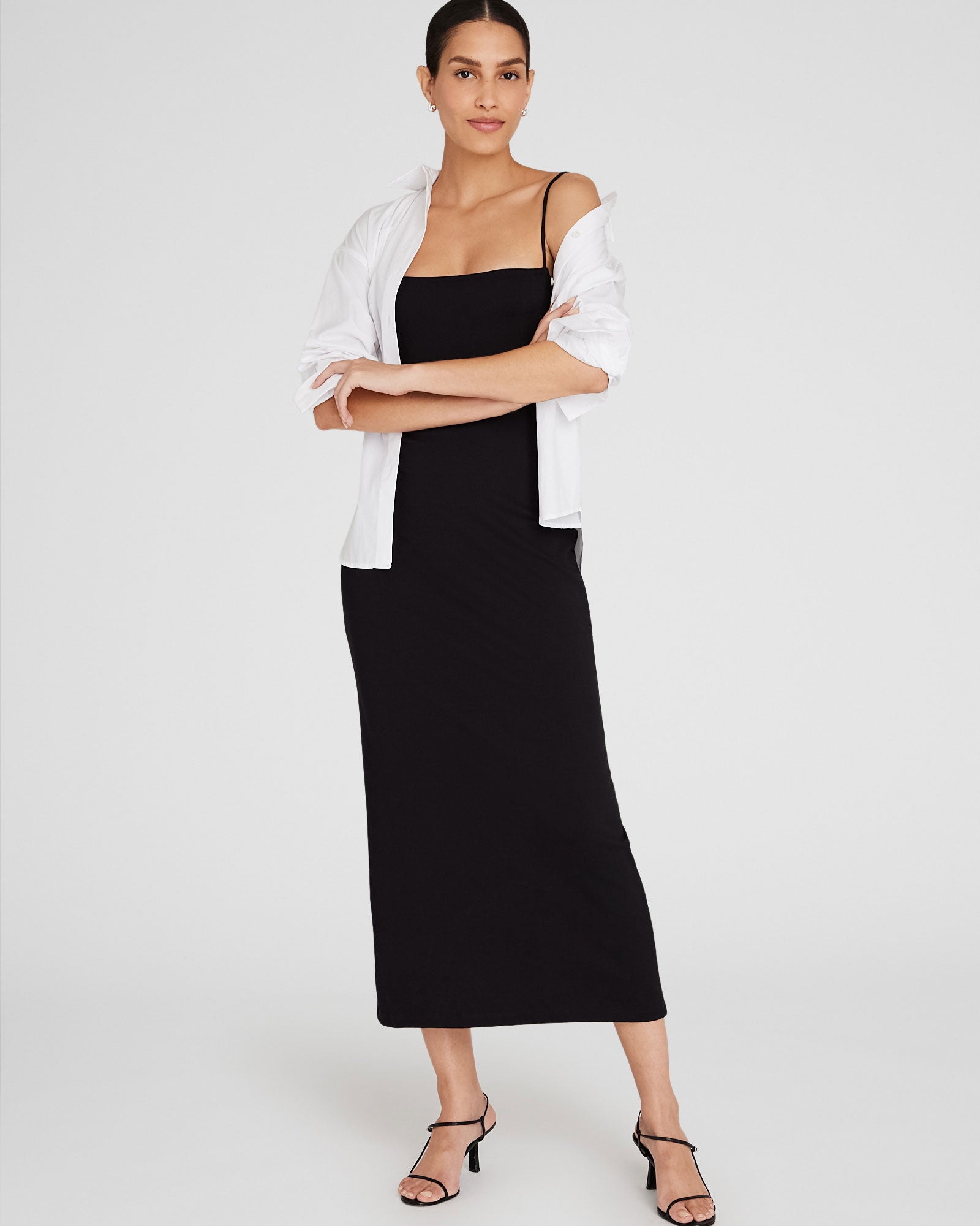 CLUB MONACO - Robe ajustée à col carré - Noir