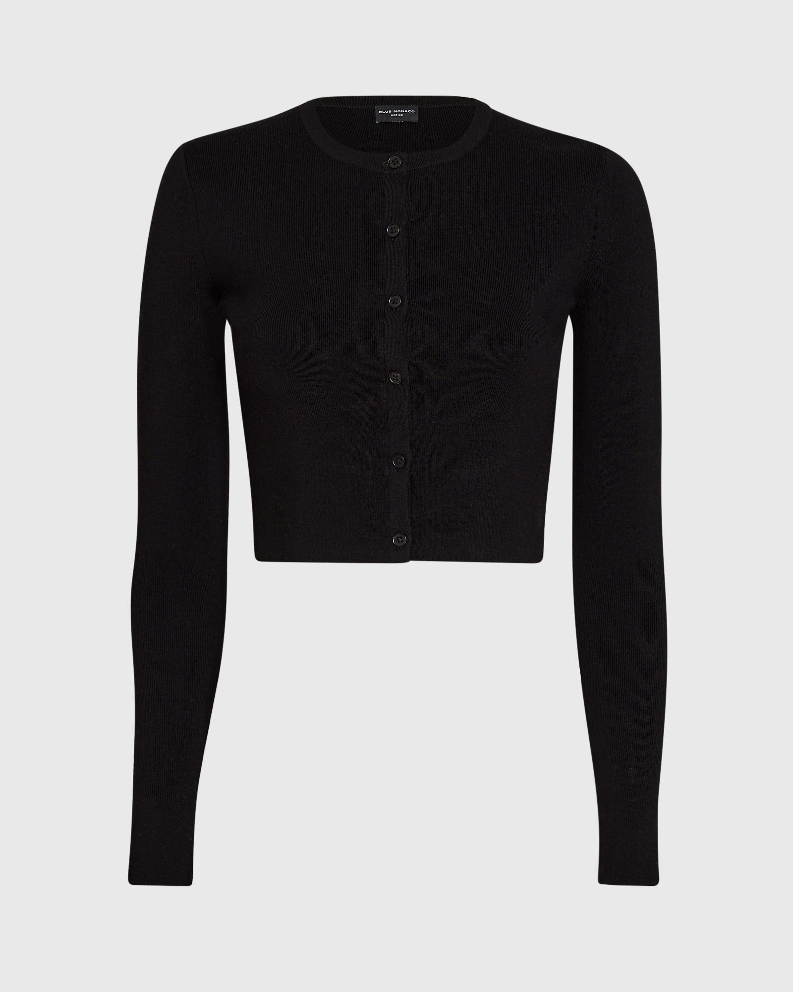 CLUB MONACO - Cardigan court en côtes mérinos - Noir