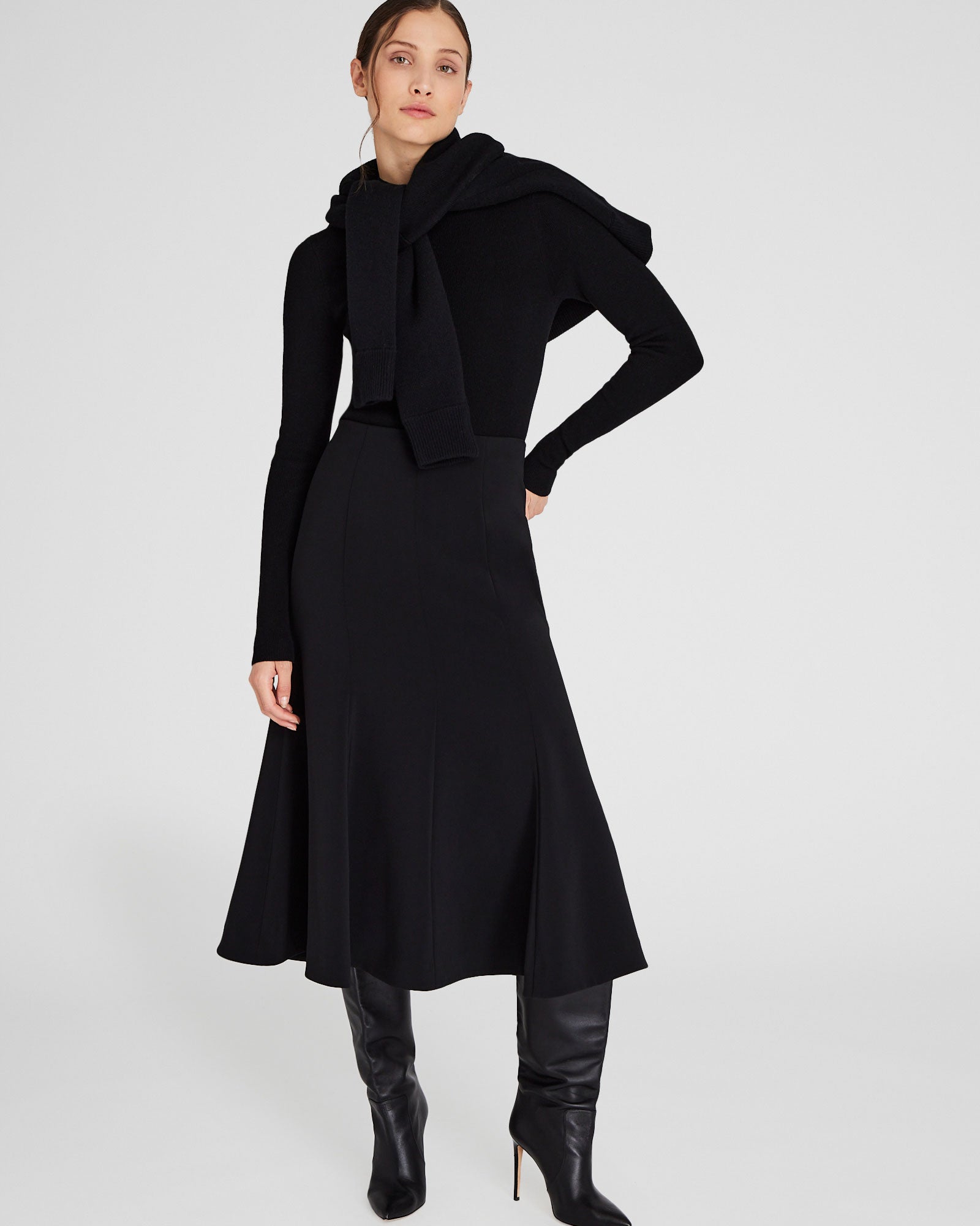 CLUB MONACO - Merino Rib Mockneck Sweater - Black