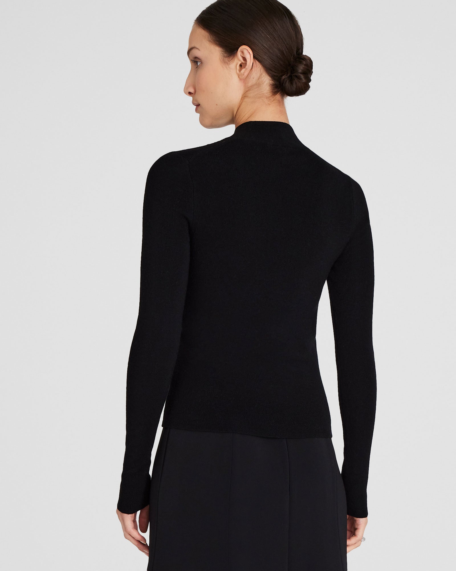 CLUB MONACO - Merino Rib Mockneck Sweater - Black