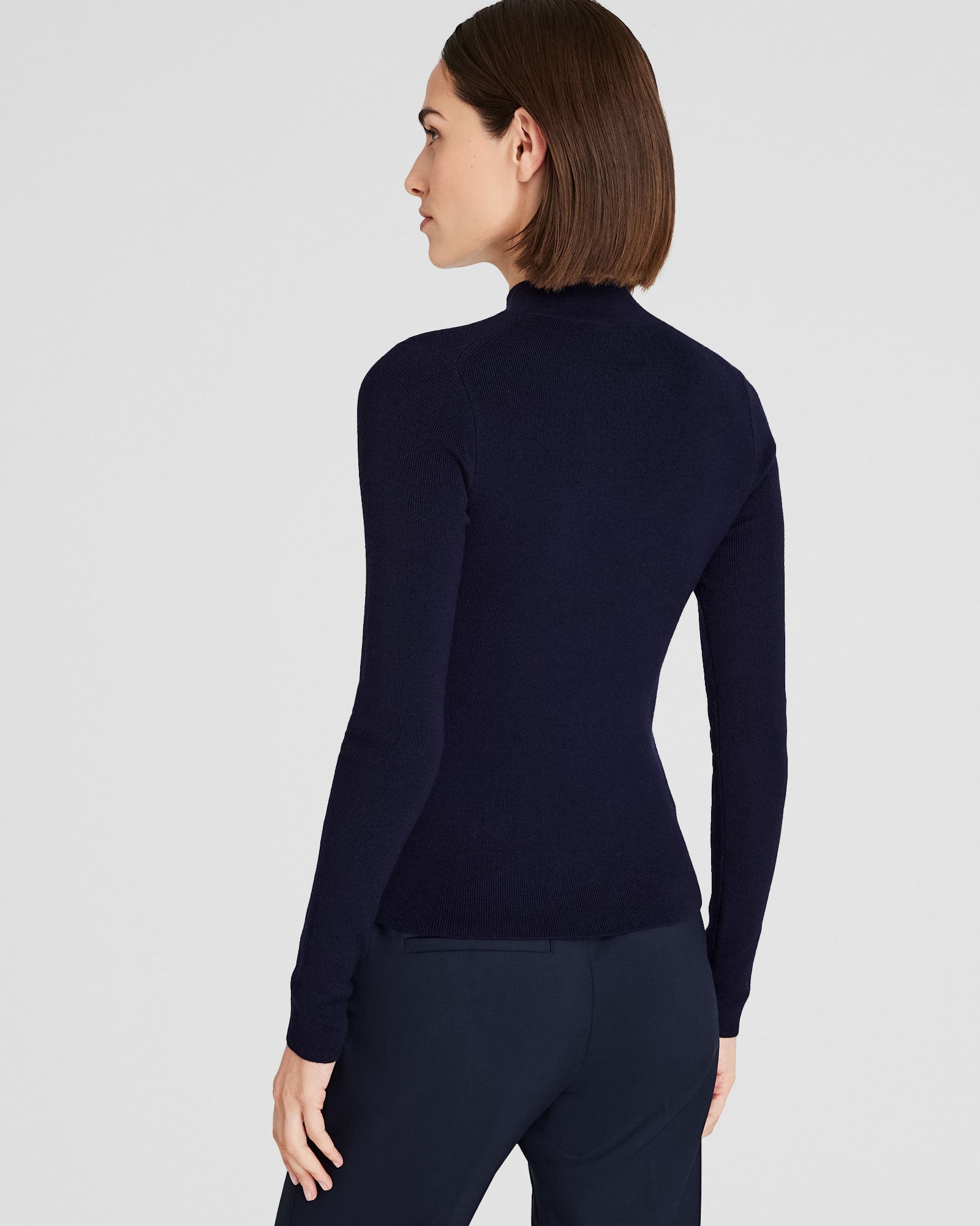 CLUB MONACO - Merino Rib Mockneck Sweater - Navy
