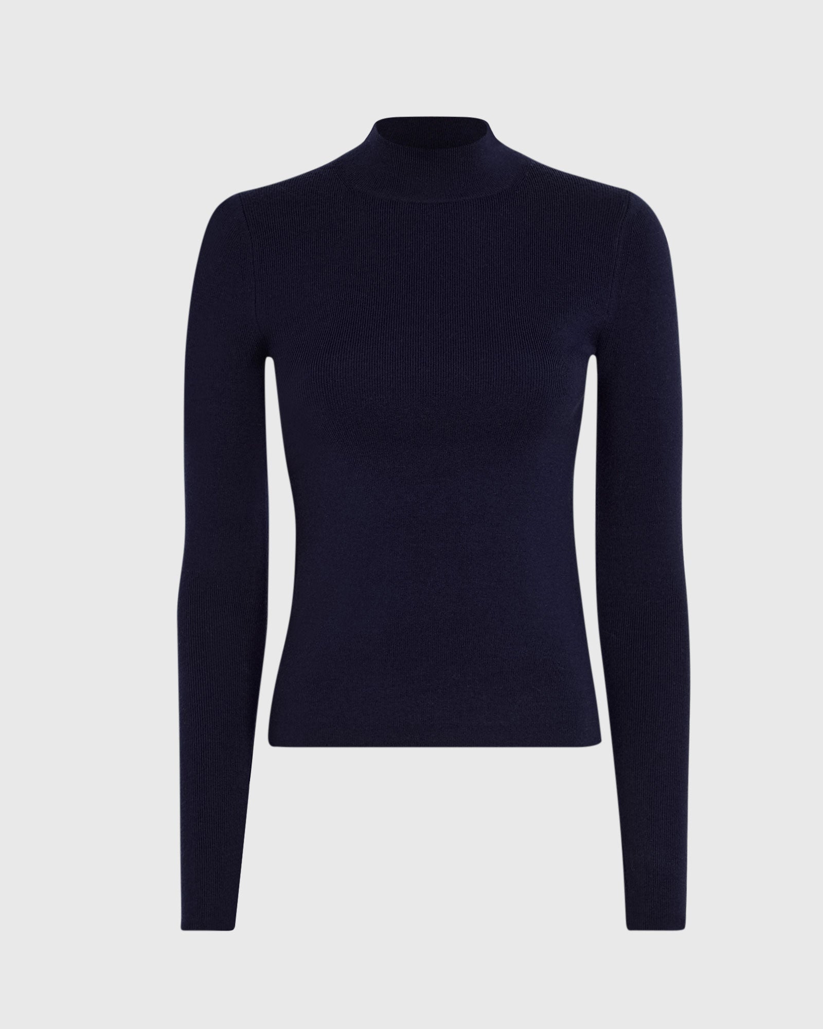 CLUB MONACO - Merino Rib Mockneck Sweater - Navy