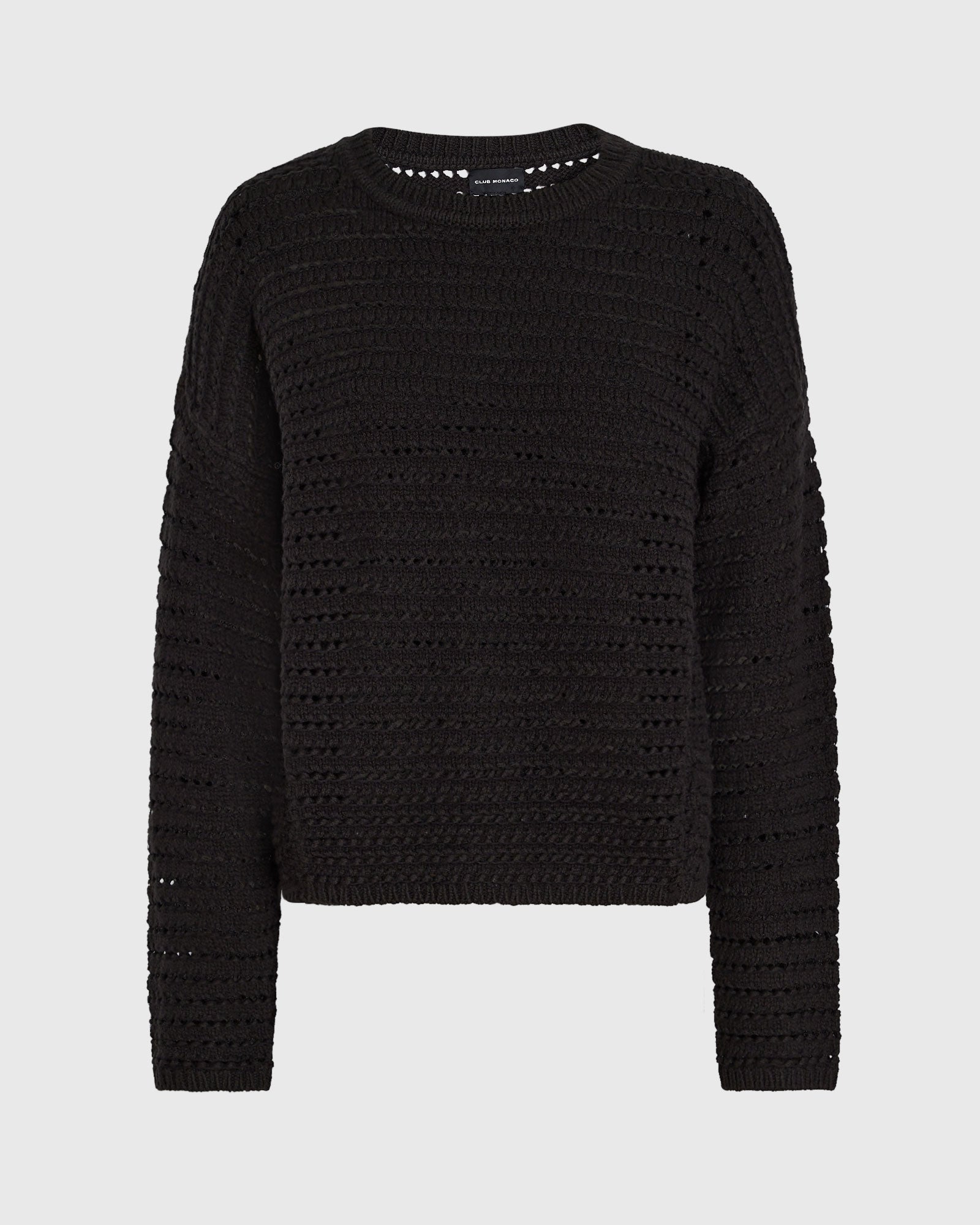 CLUB MONACO - Mixed-Yarn Open-Stitch Sweater - Black
