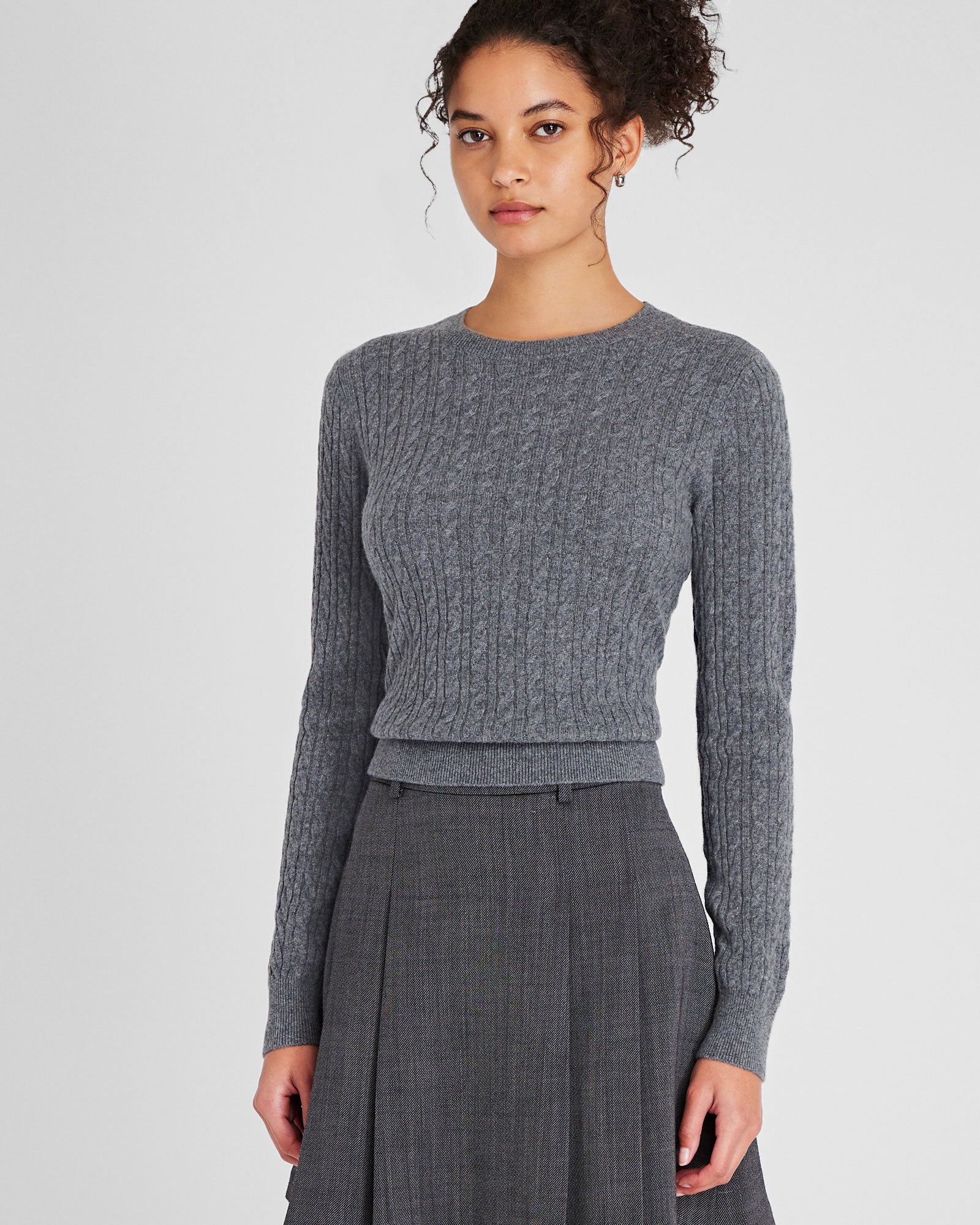 CLUB MONACO - Chandail en cachemire manche longue - Gris Chiné Moyen