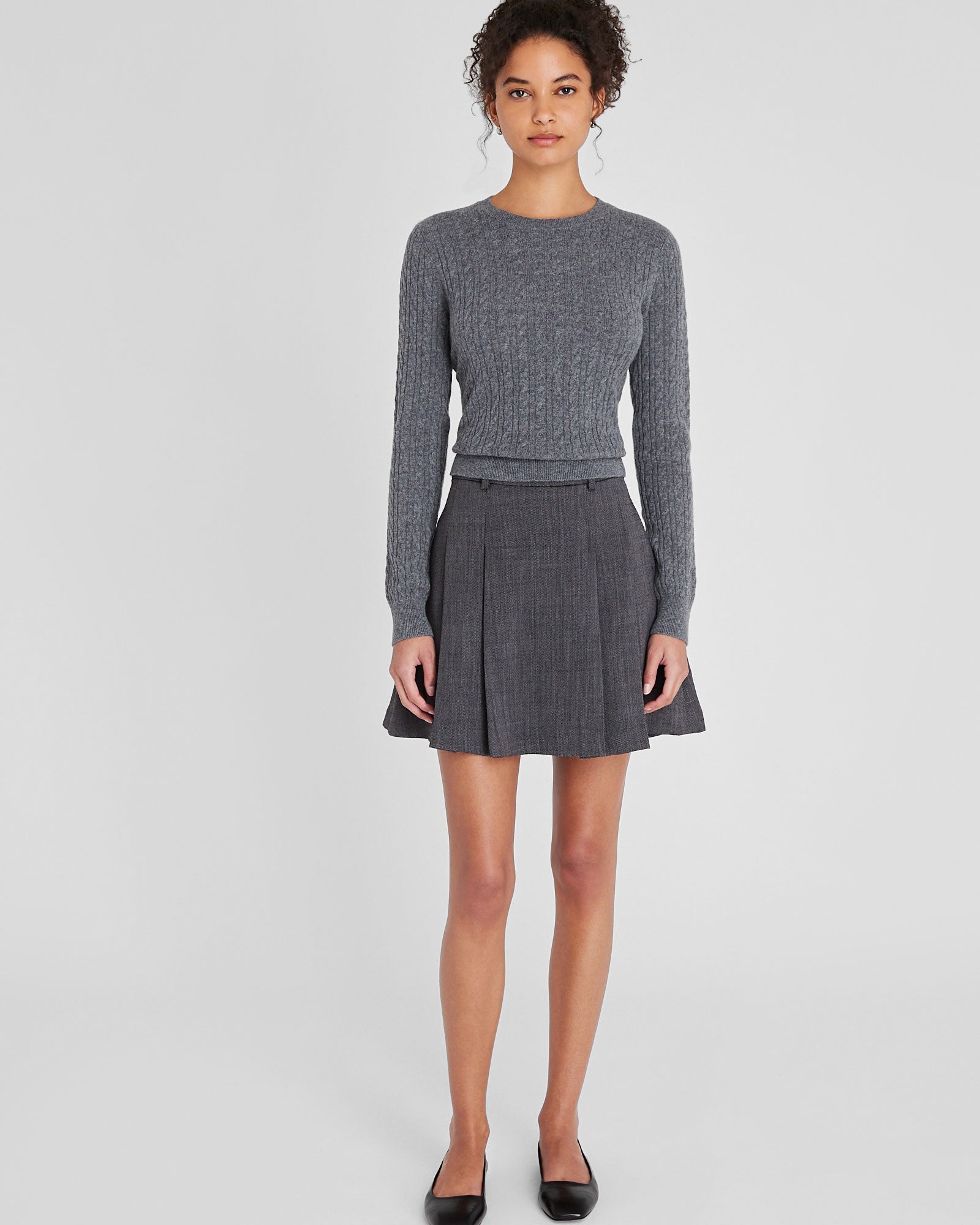 CLUB MONACO - Chandail en cachemire manche longue - Gris Chiné Moyen