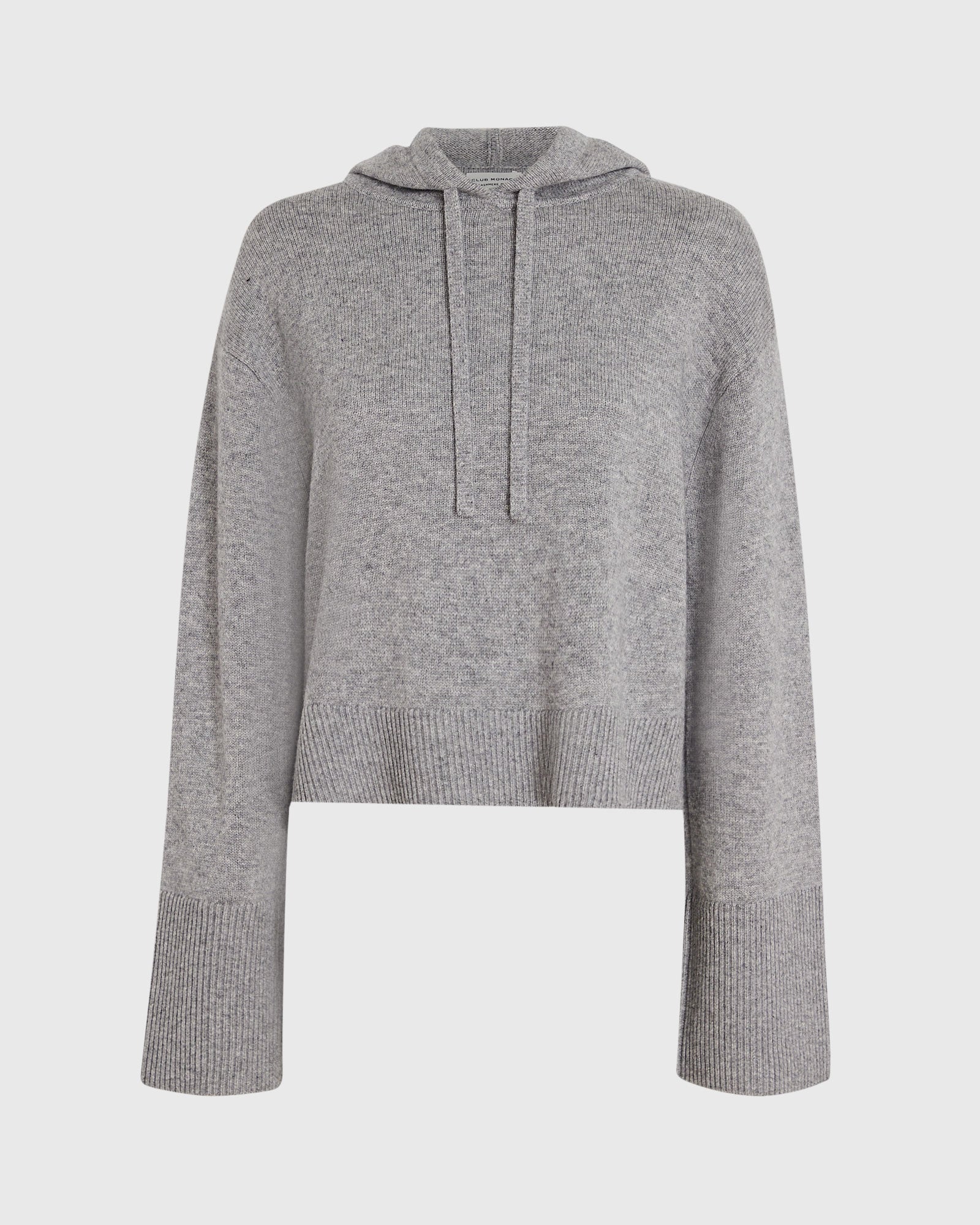 CLUB MONACO - Relaxed Wool and Cashmere Knit Hoodie - Medium Heather Grey
