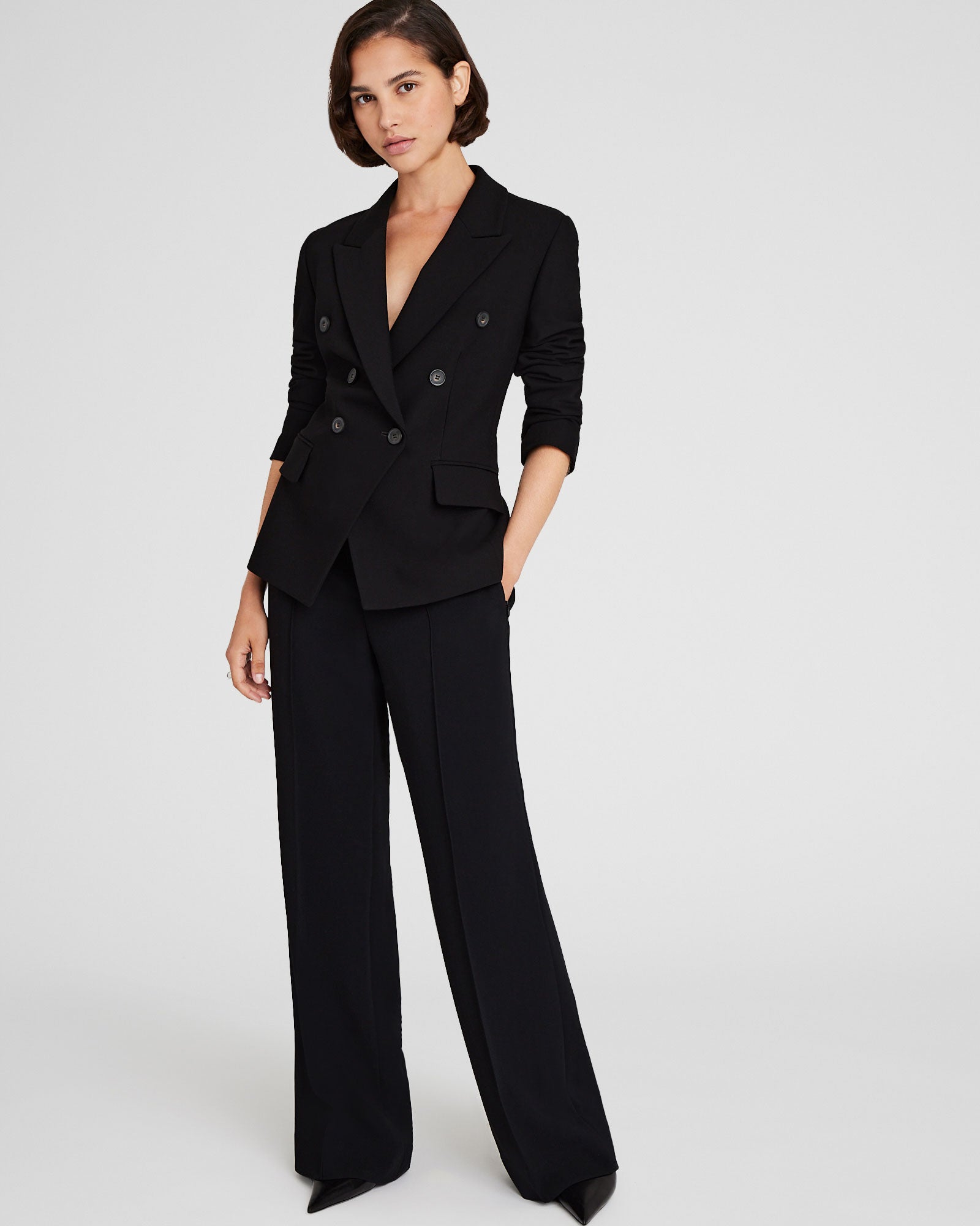 CLUB MONACO - Double-Breasted Cutaway Blazer - Black