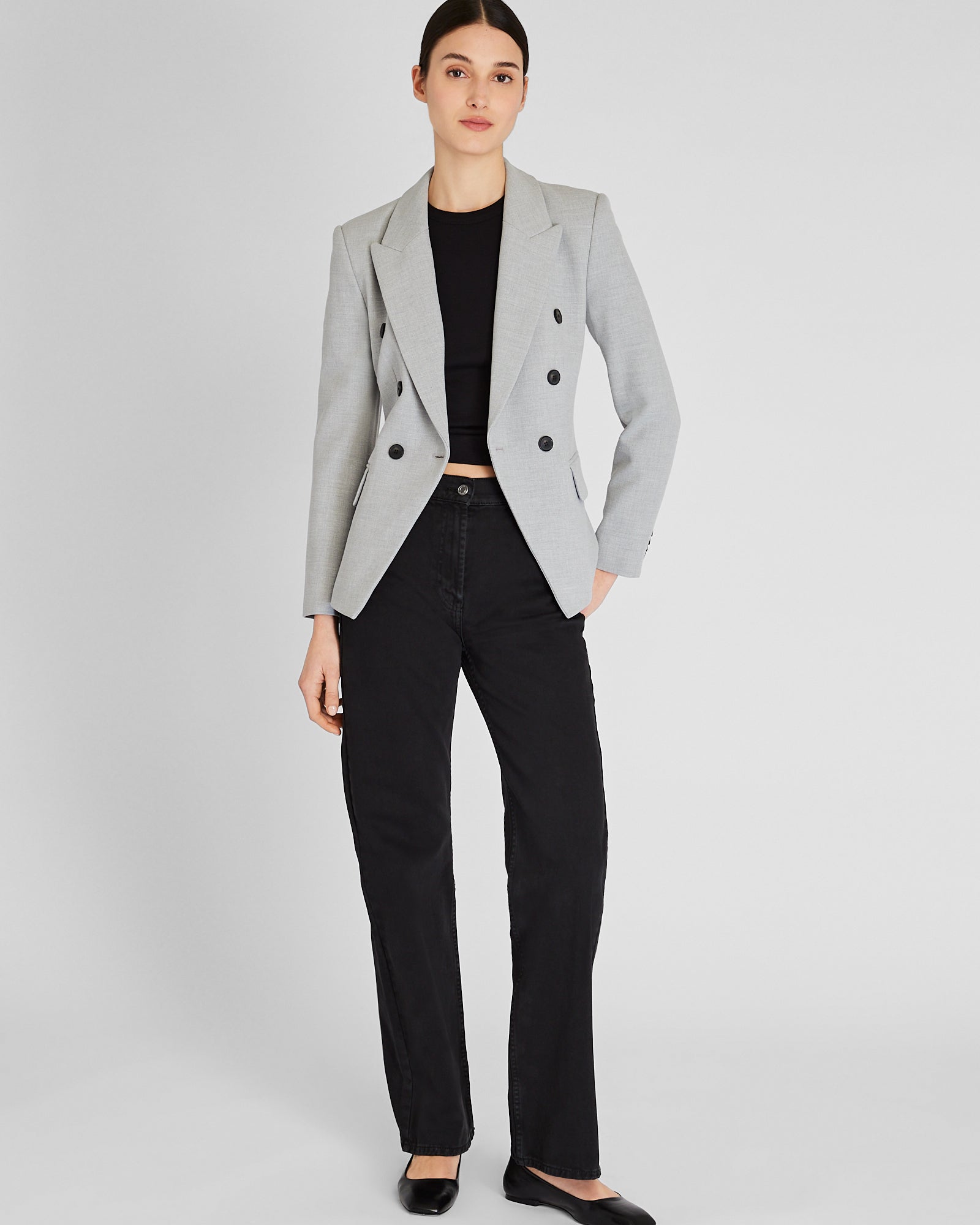CLUB MONACO - Double-Breasted Cutaway Blazer - Light Grey