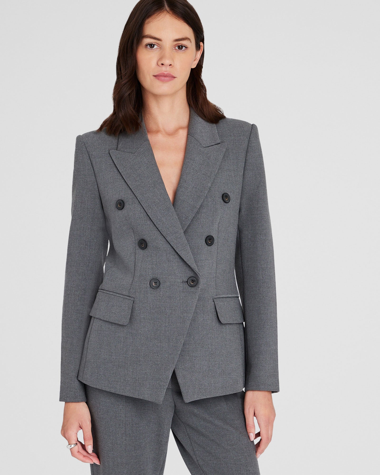 CLUB MONACO - Double-Breasted Cutaway Blazer - Heather Grey