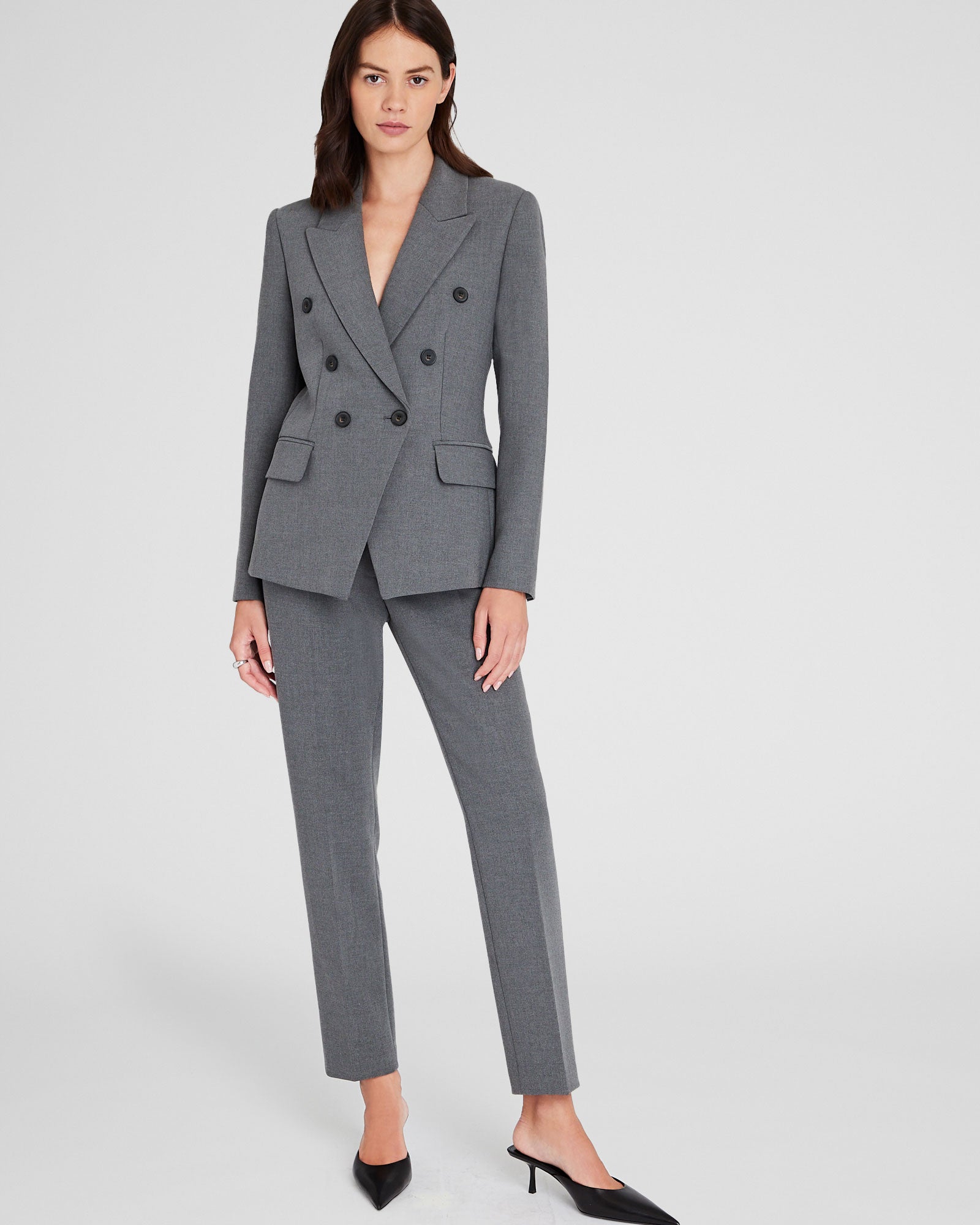 CLUB MONACO - Double-Breasted Cutaway Blazer - Heather Grey