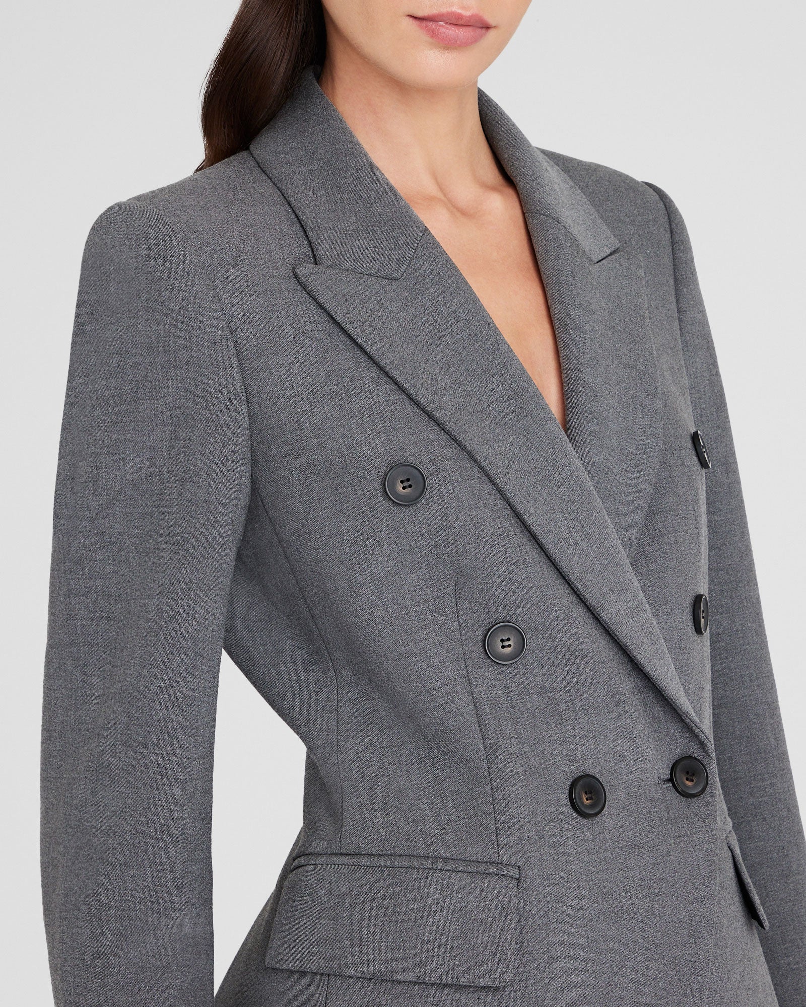 CLUB MONACO - Double-Breasted Cutaway Blazer - Heather Grey