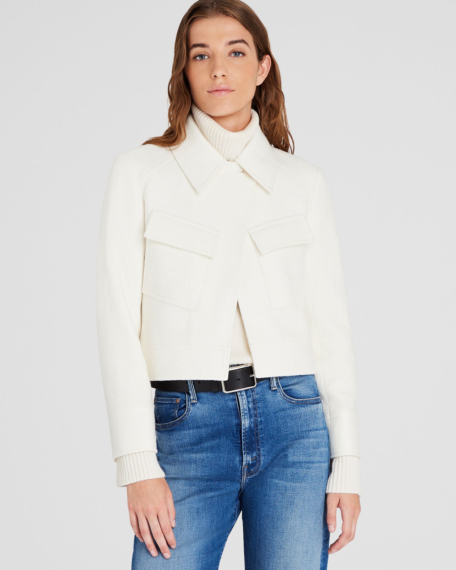 CLUB MONACO - Veste utilitaire courte en laine - Blanc Cassé