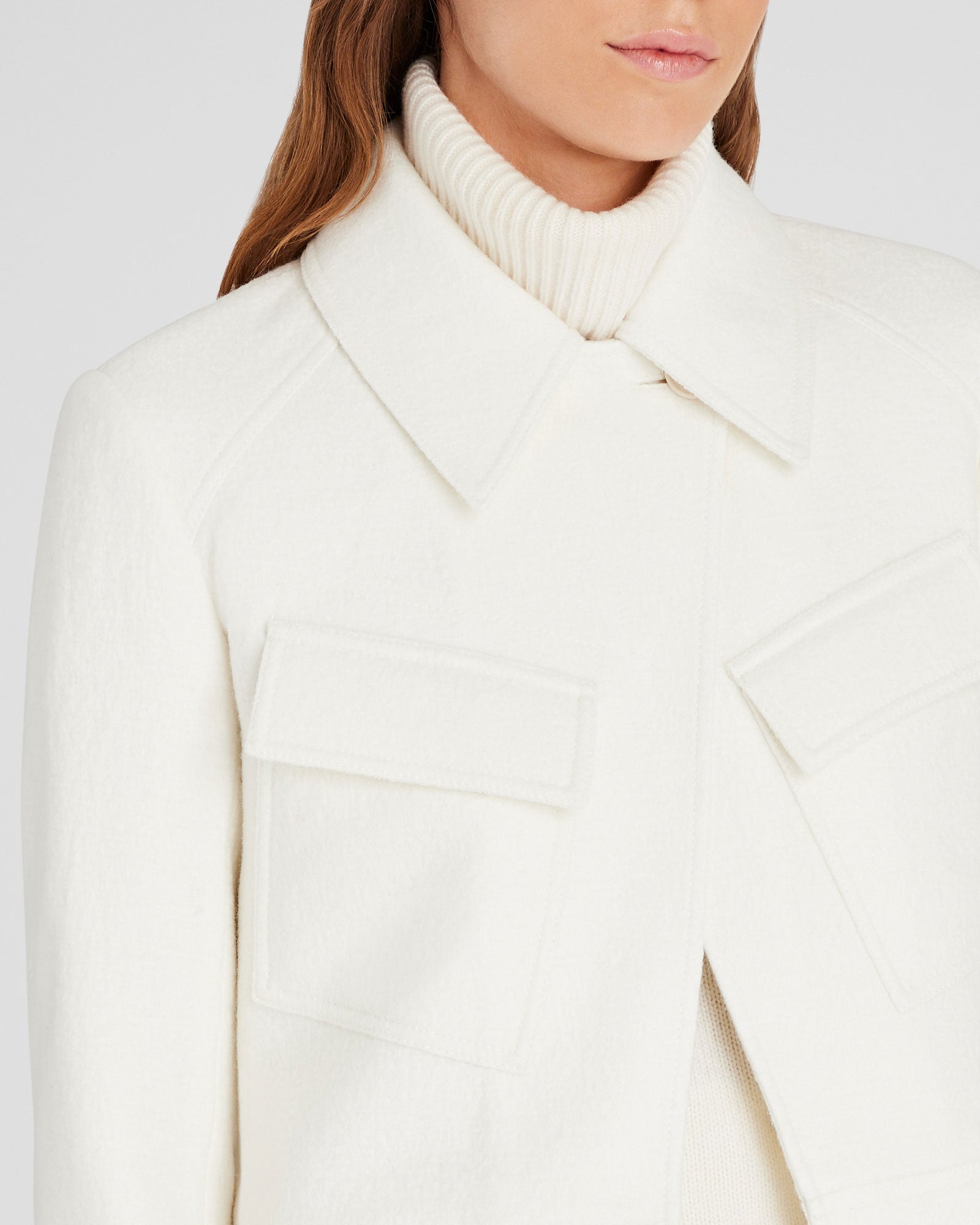 CLUB MONACO - Veste utilitaire courte en laine - Blanc Cassé
