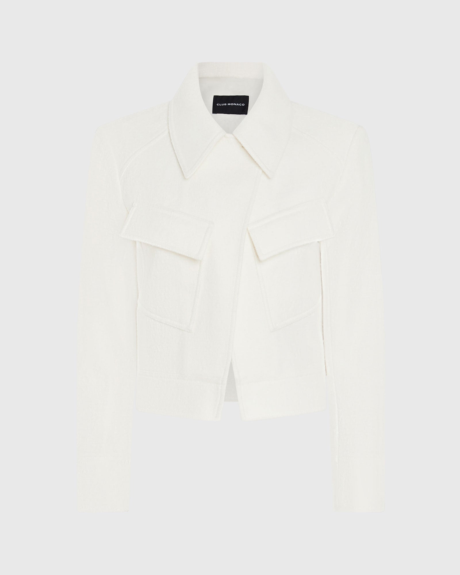CLUB MONACO - Veste utilitaire courte en laine - Blanc Cassé
