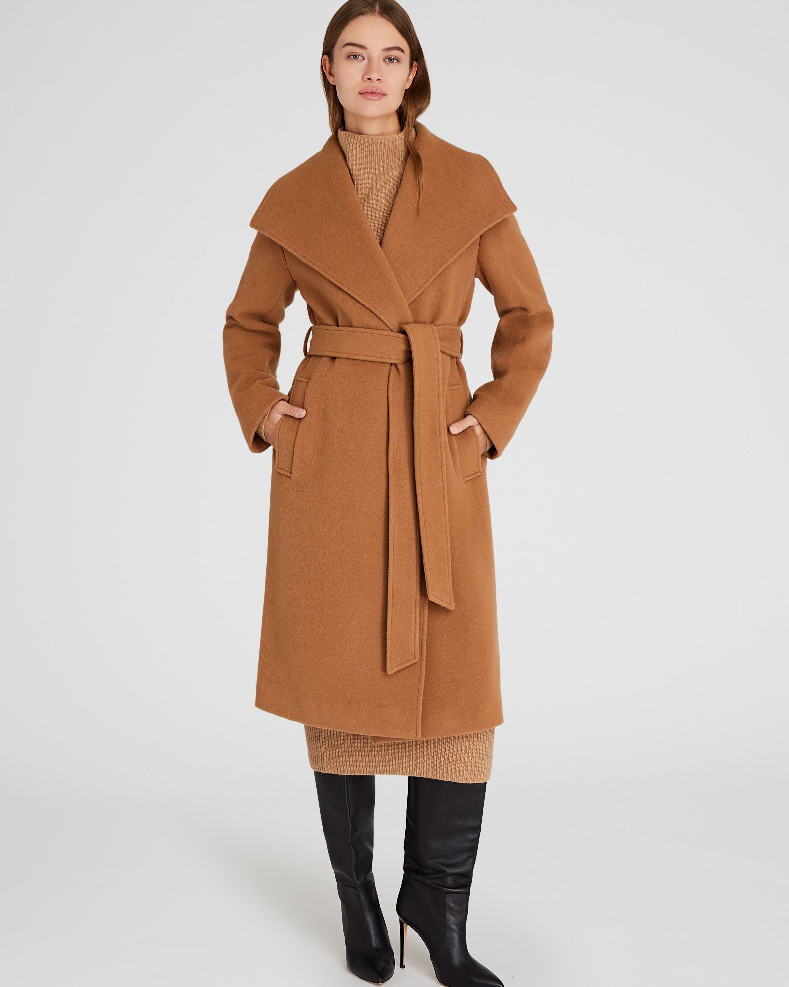 women's shawl collar wrap coat
