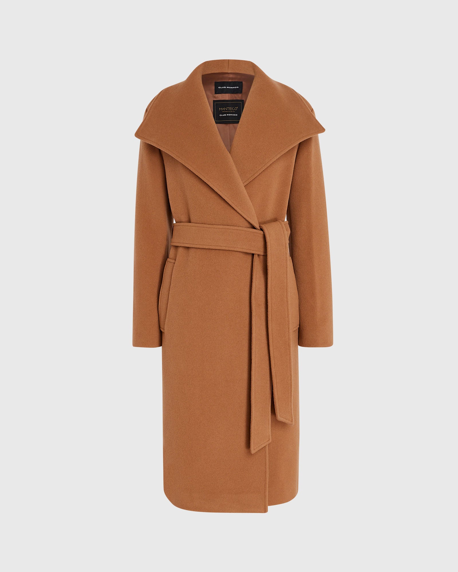 CLUB MONACO - Shawl Collar Wrap Coat - Camel