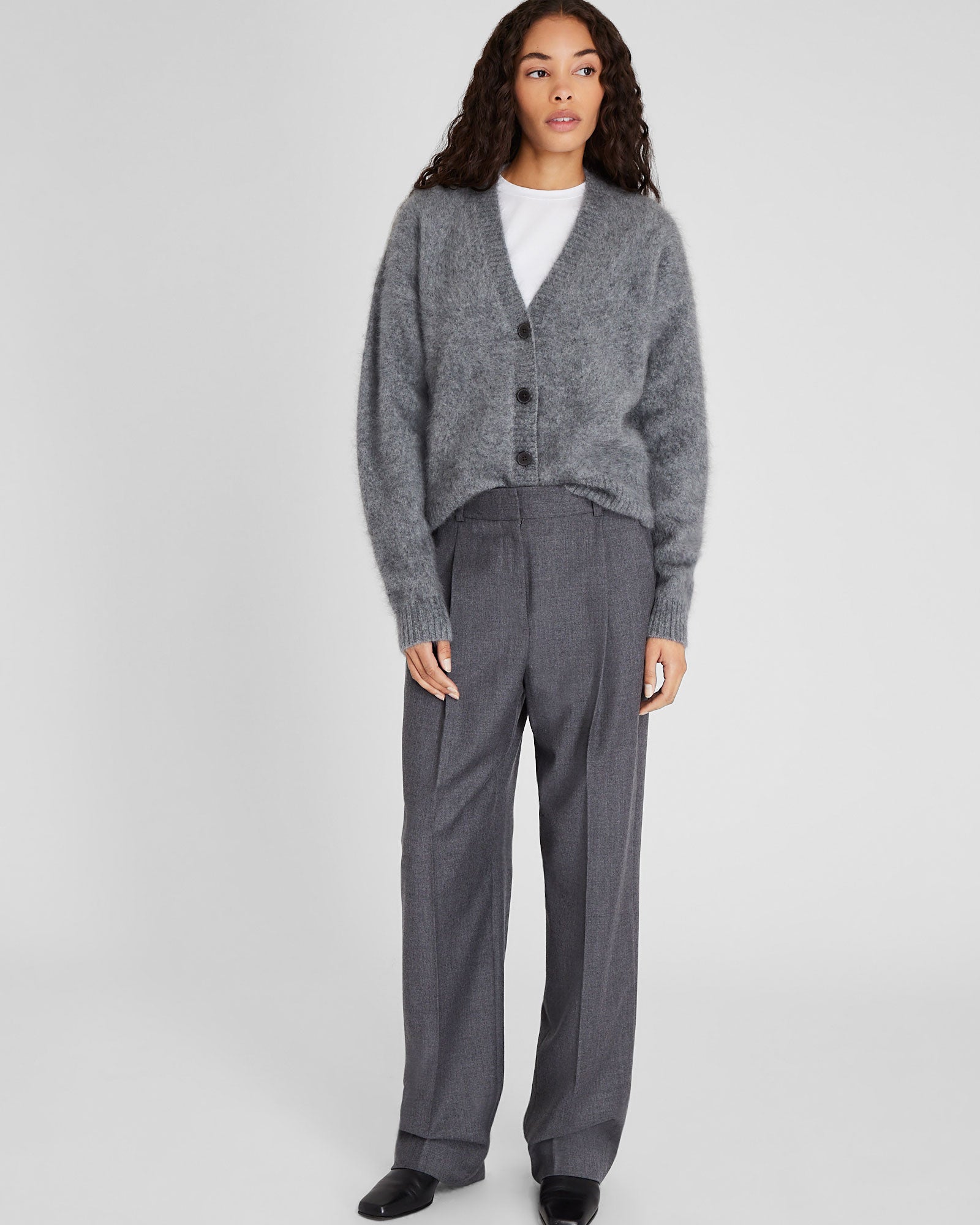 CLUB MONACO - Brushed Cashmere Cardigan - Medium Heather Grey