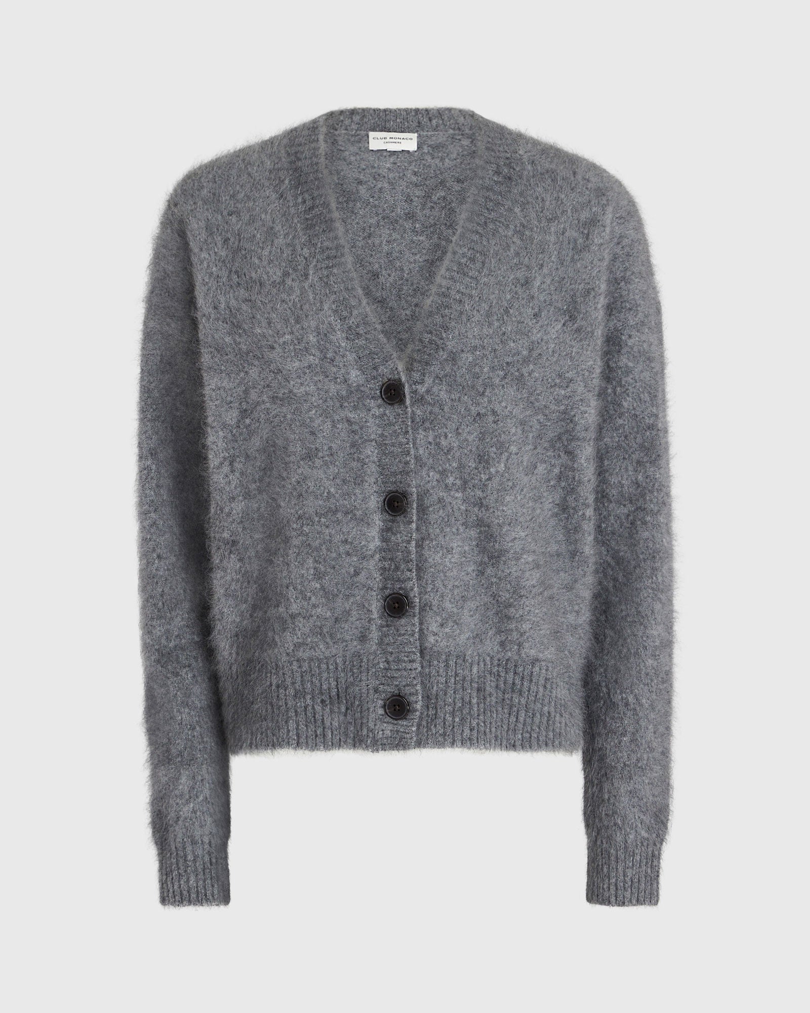CLUB MONACO - Brushed Cashmere Cardigan - Medium Heather Grey