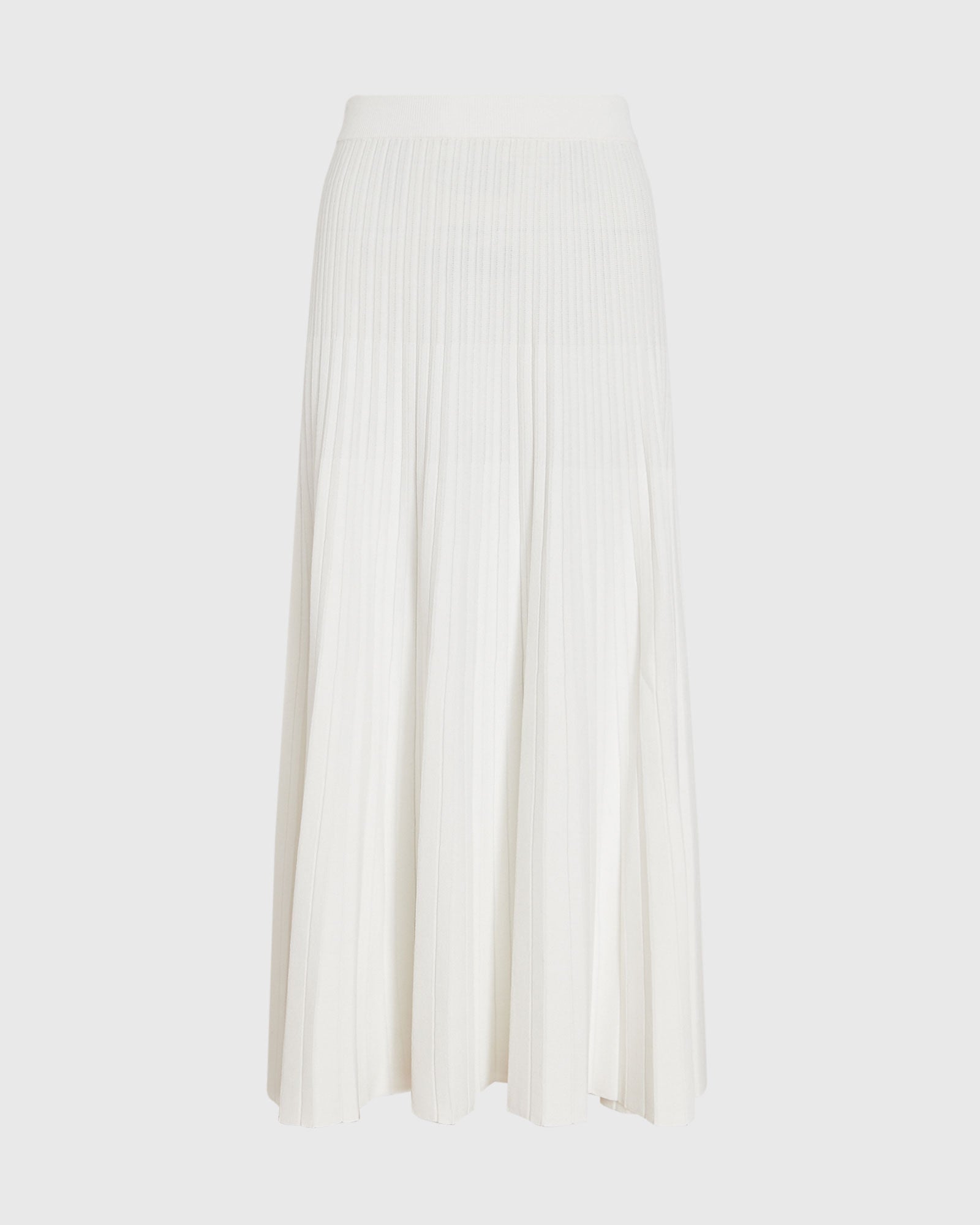 CLUB MONACO - Sunburst Pleat Ribbed Knit Midi Skirt - Soft Pearl
