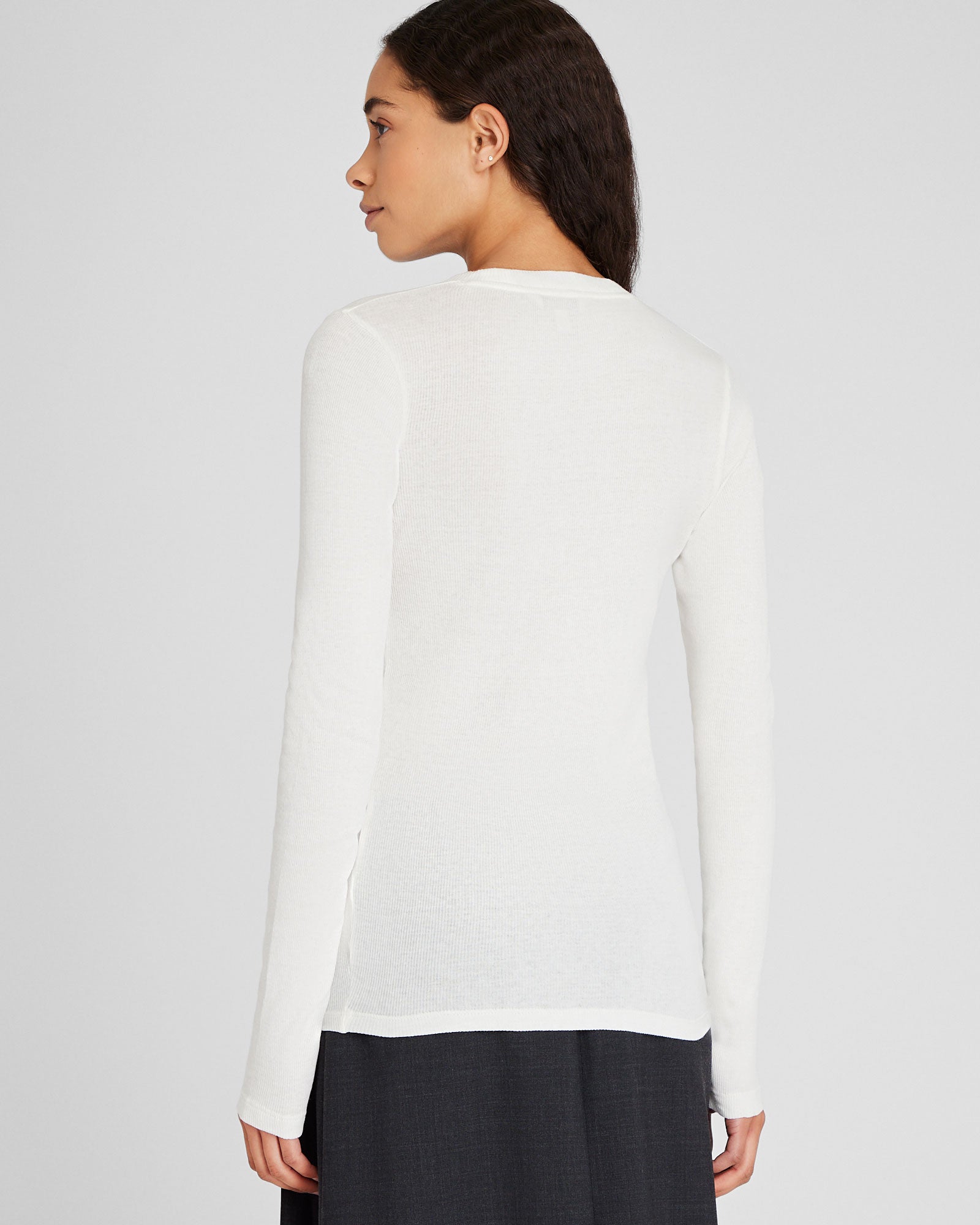 CLUB MONACO - Ribbed Cotton Long-Sleeve Tee - White