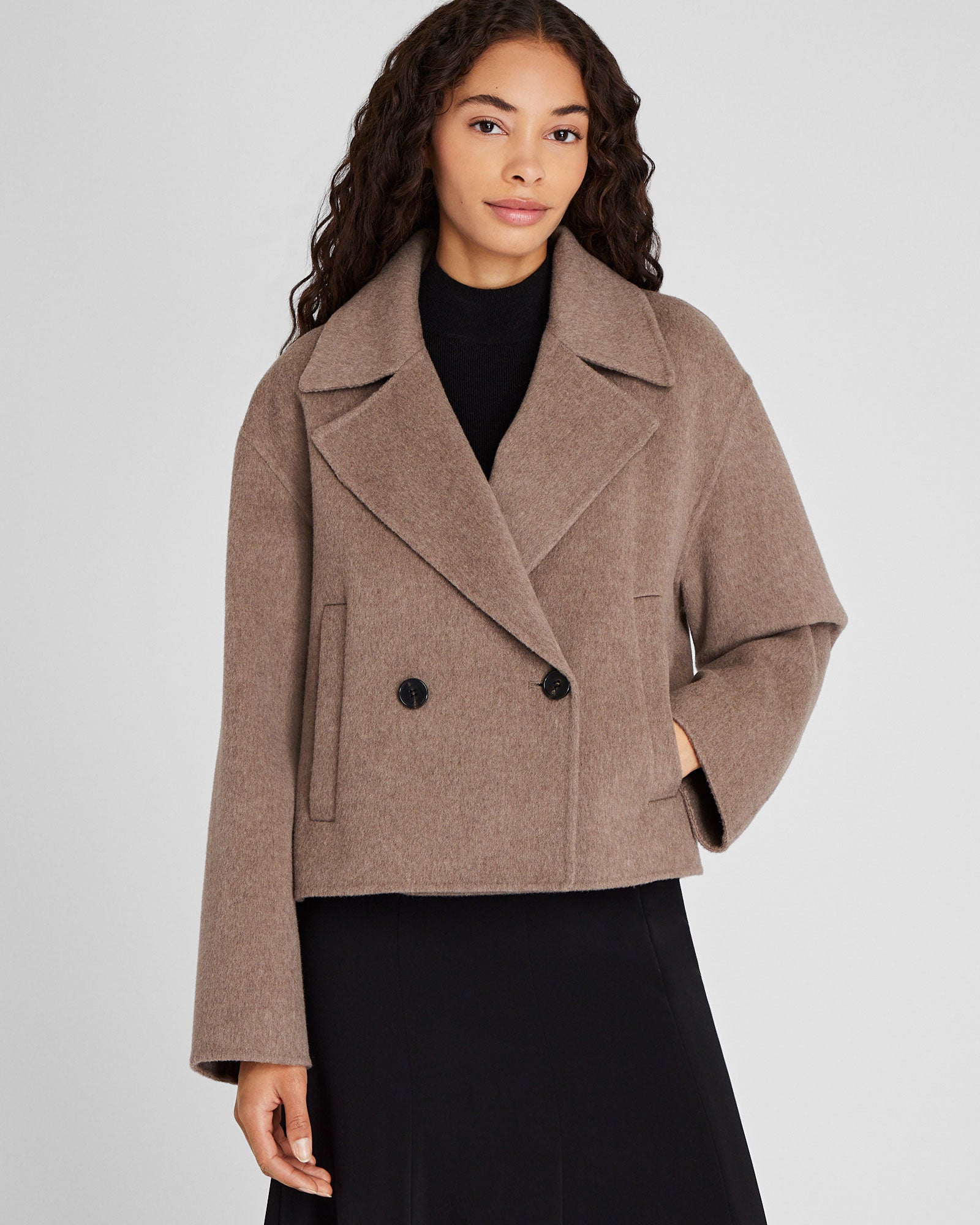 CLUB MONACO - Capsule Cashmere Blend Short Peacoat - Caramel
