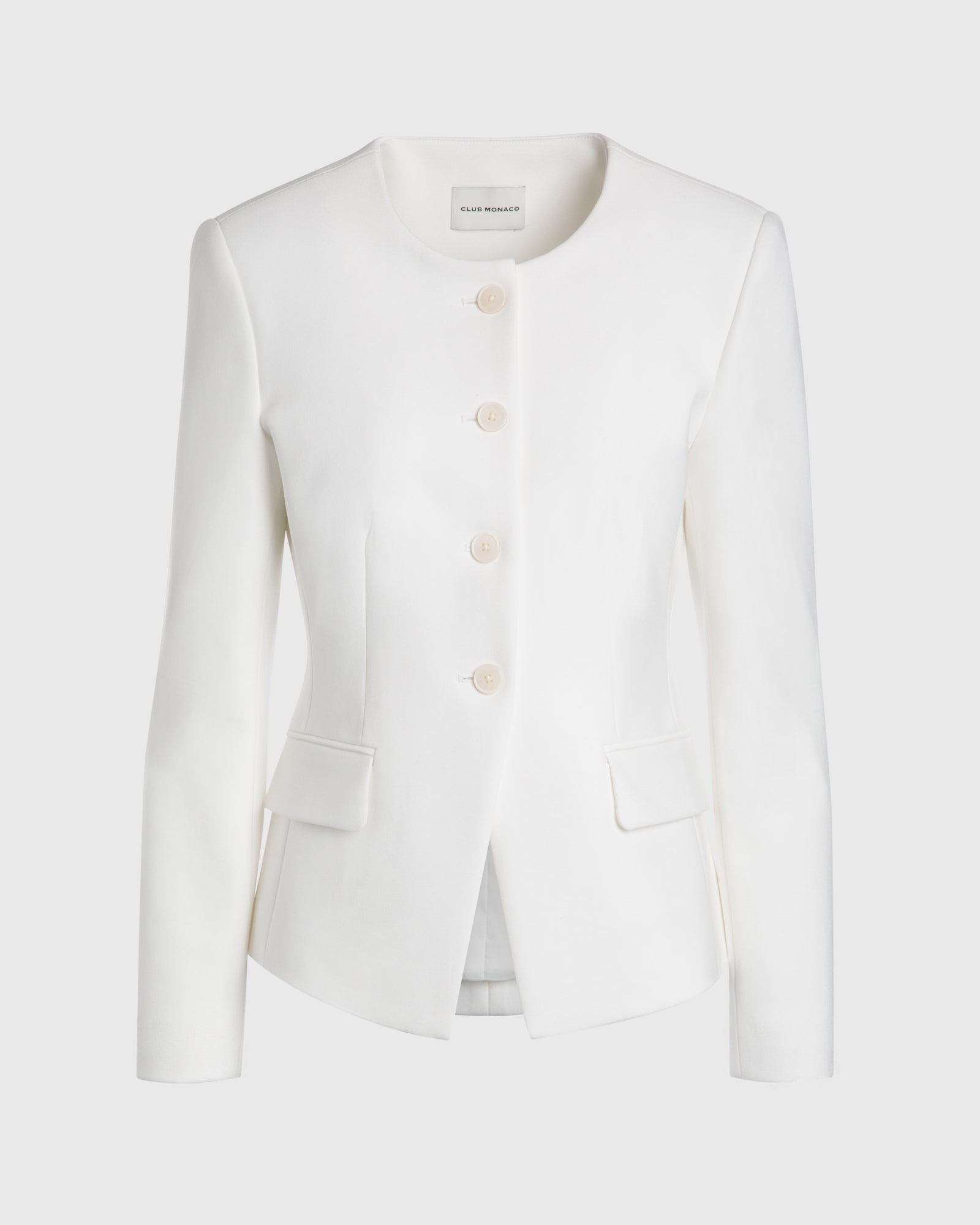 CLUB MONACO - Crewneck Cutaway Blazer - Blanc