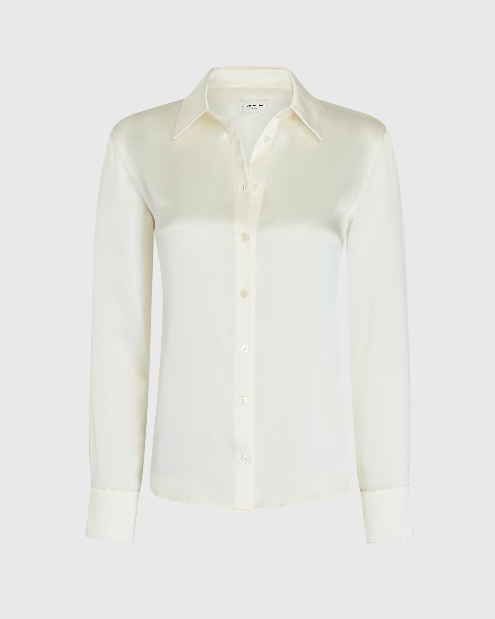 CLUB MONACO - Chemise en charmeuse de soie coupe étroite - Écru