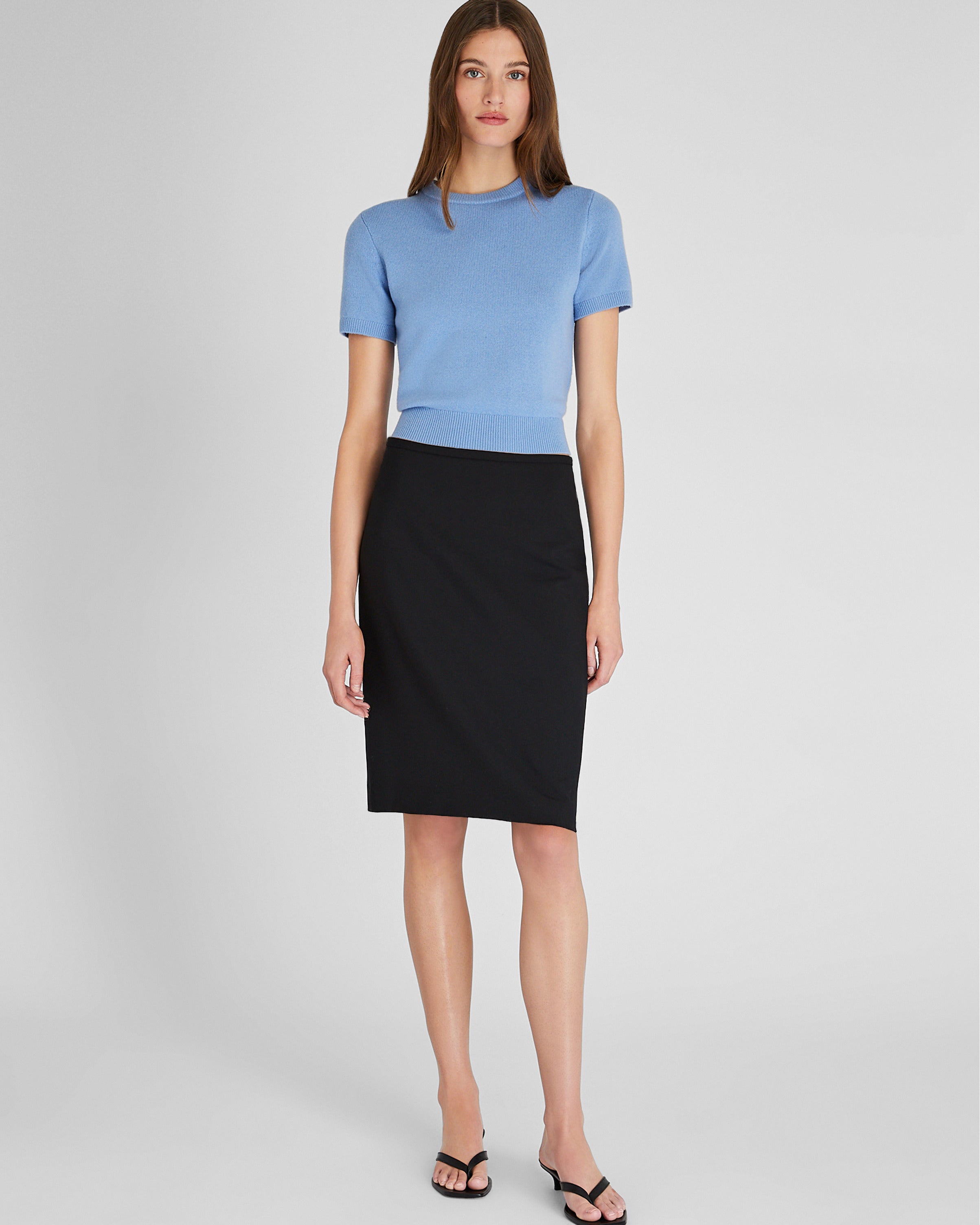 CLUB MONACO - Cashmere Blend Shrunken Crew Neck Sweater - French Blue