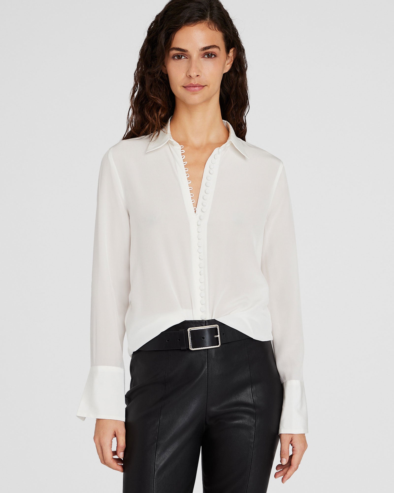 CLUB MONACO - Chemise en soie Helek - Blanc De Blanc