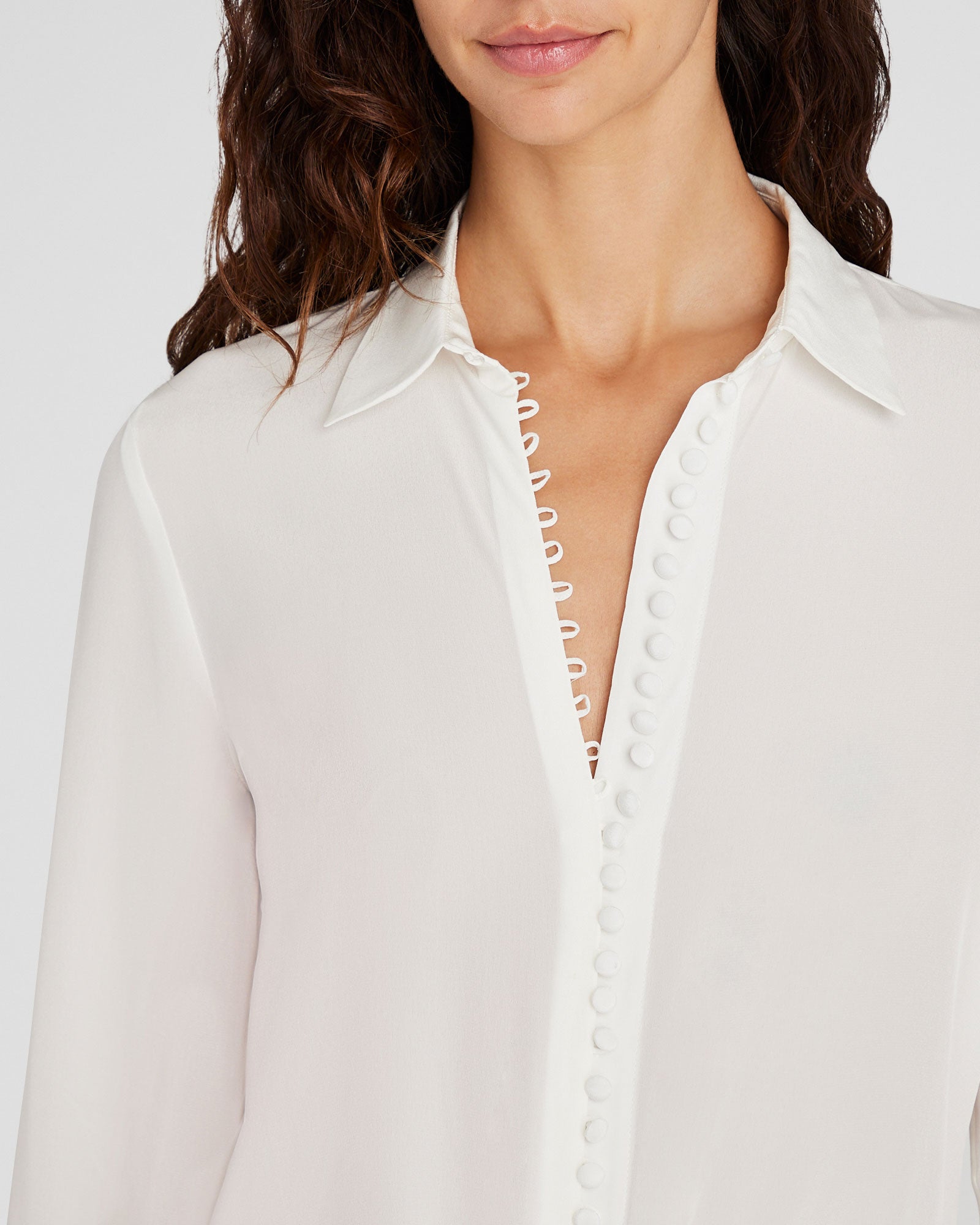 CLUB MONACO - Chemise en soie Helek - Blanc De Blanc