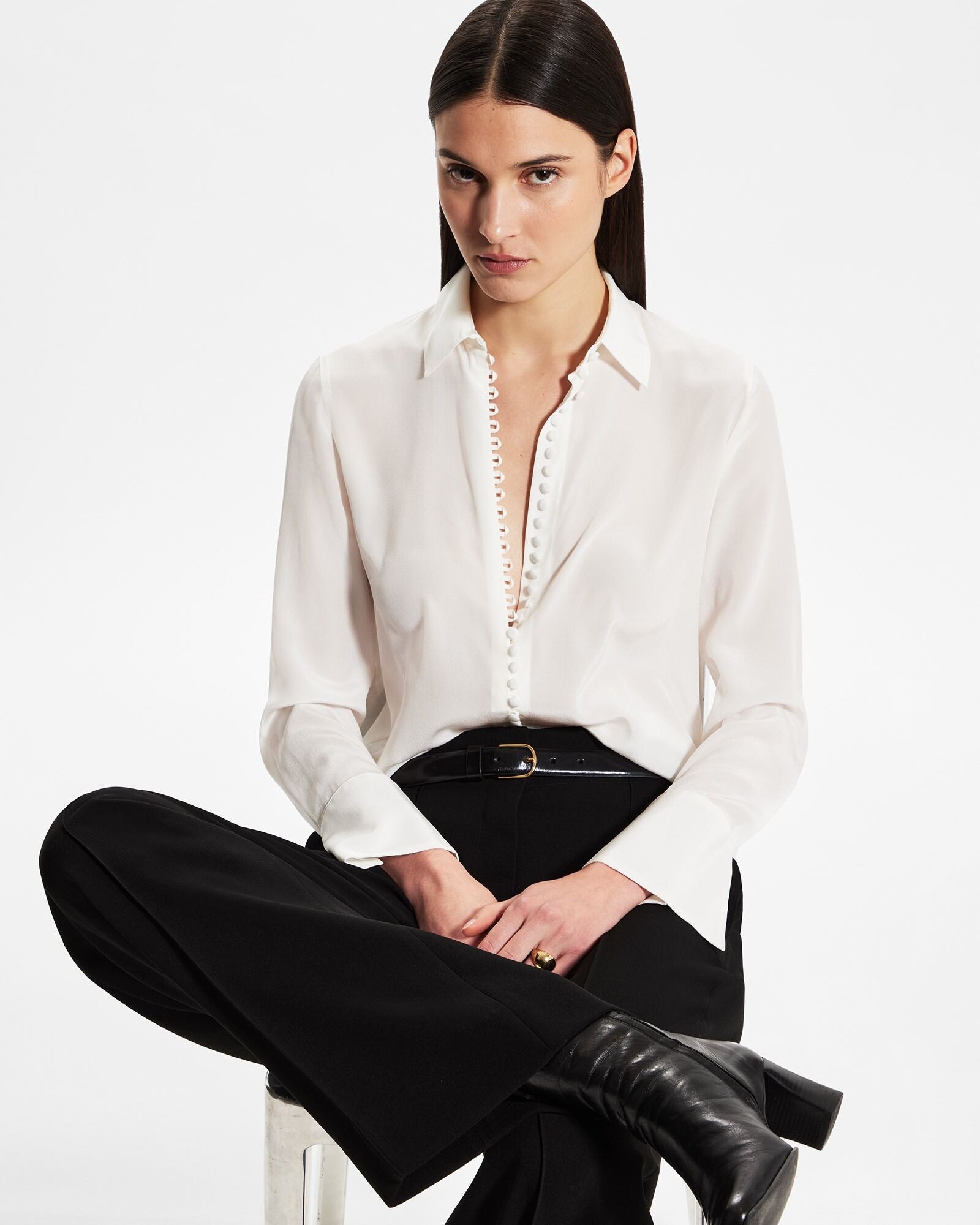 CLUB MONACO - Chemise en soie Helek - Blanc De Blanc